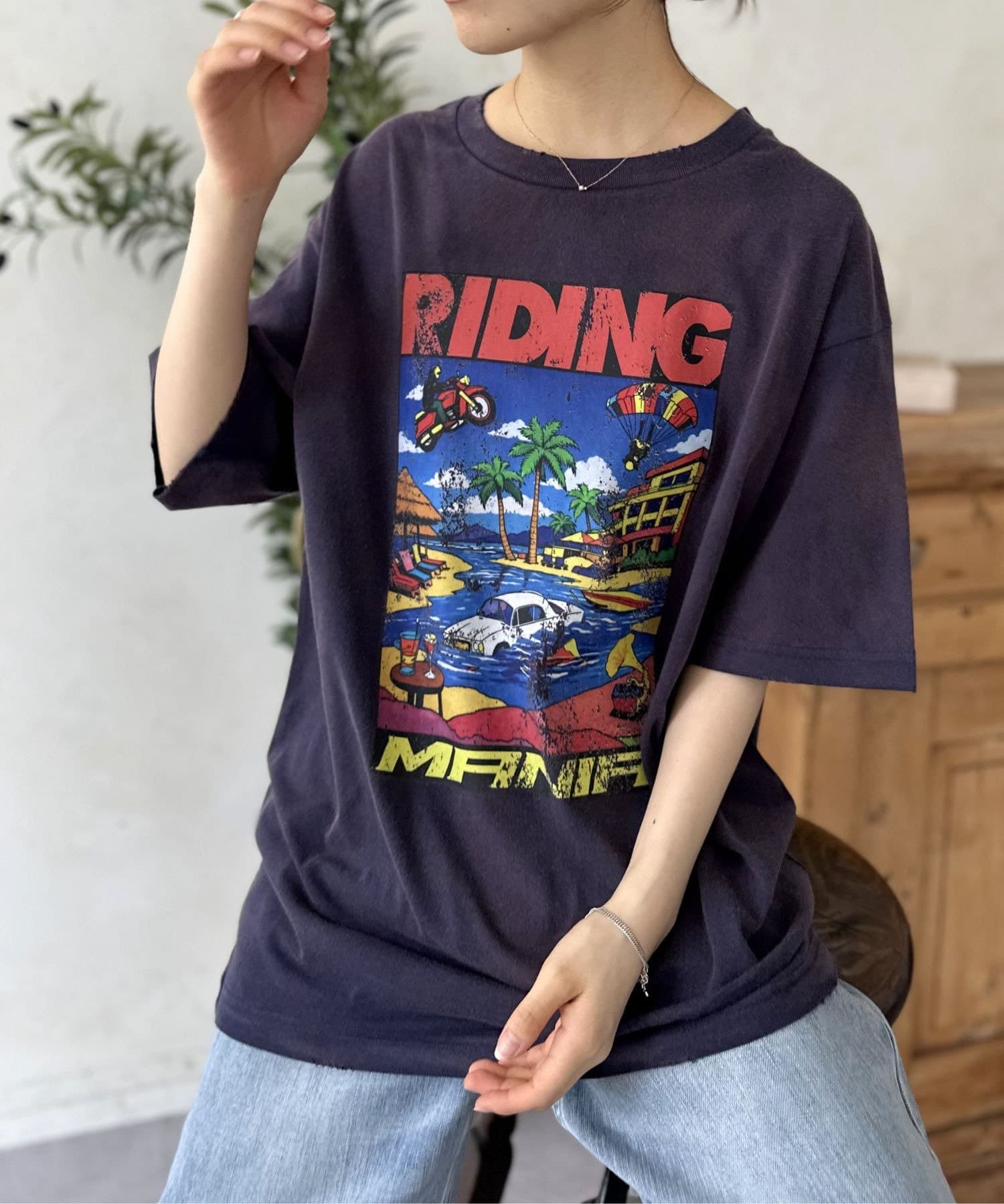 LOCUST(ローカスト) 【ユニセックス】【RIDING MANIA】ヴィンテージフェードTEE⑤