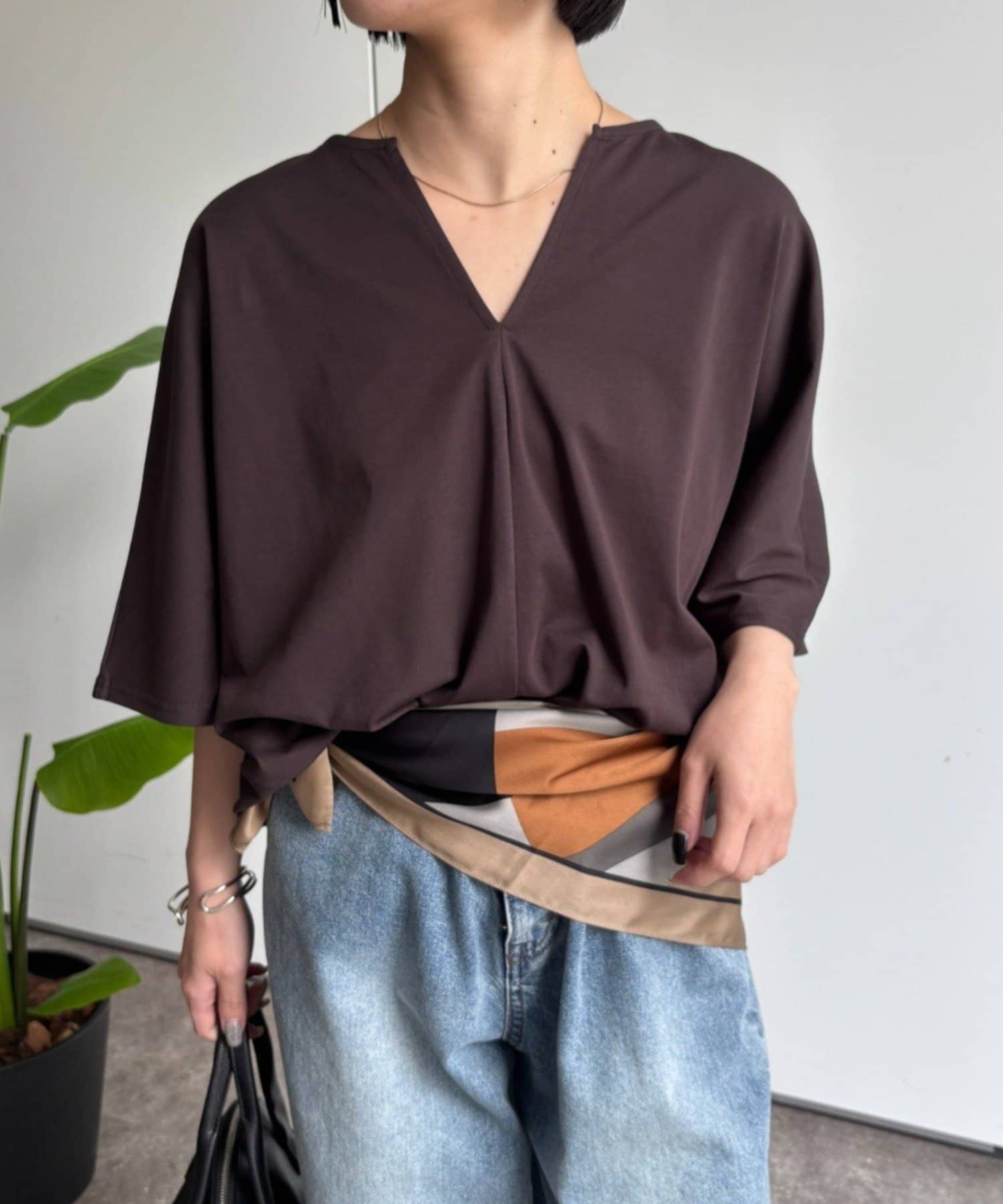 Jena　espace merveilleux(ジェナ　エスパスメルヴェイユ) Vネック5分袖カットソー