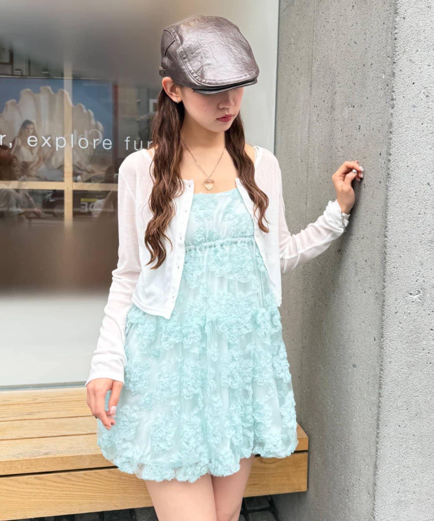 w closet(ダブルクローゼット) フラワーバルーンキャミワンピース