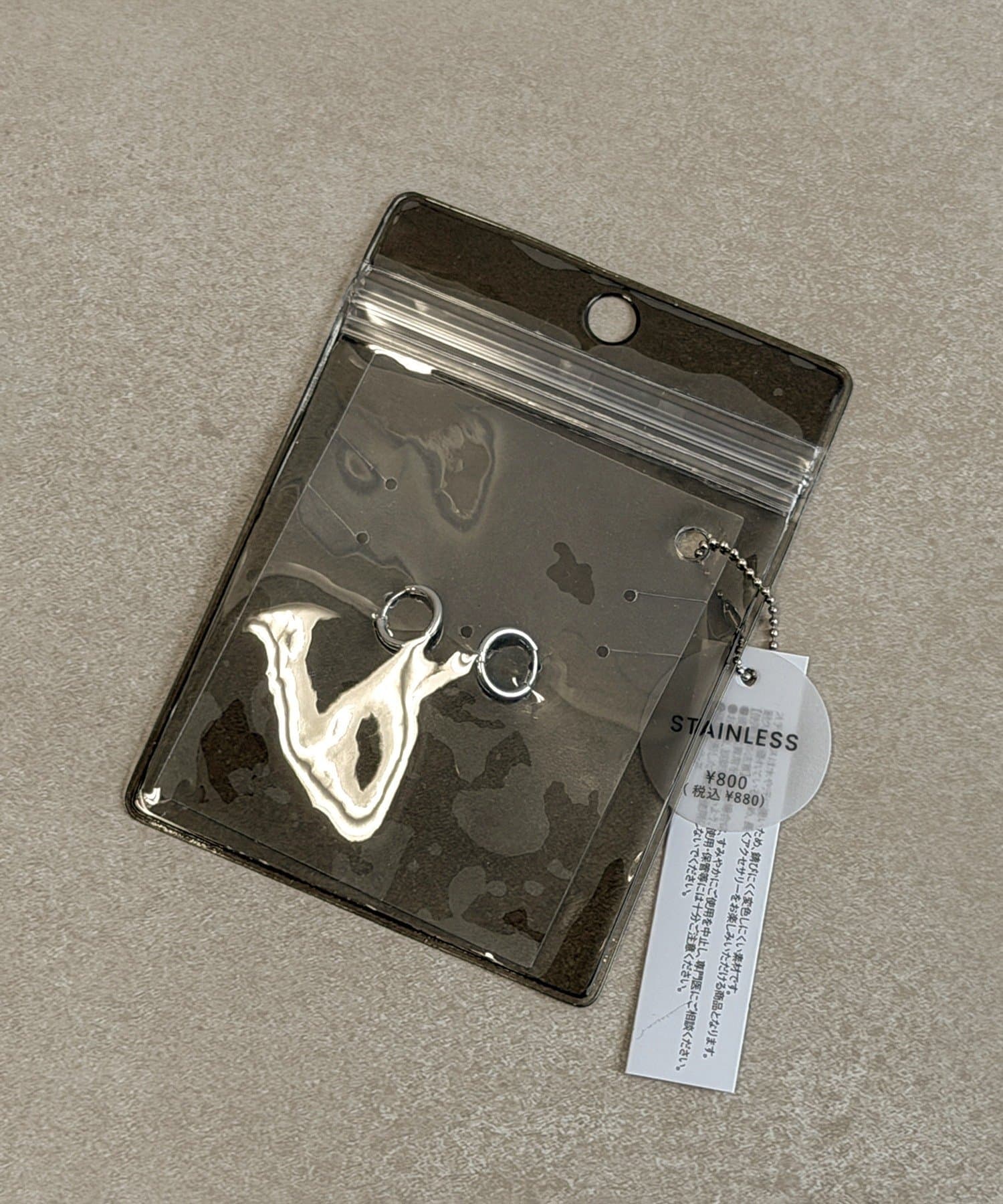 3COINS(スリーコインズ) ステンレス10mmフープワンタッチピアス