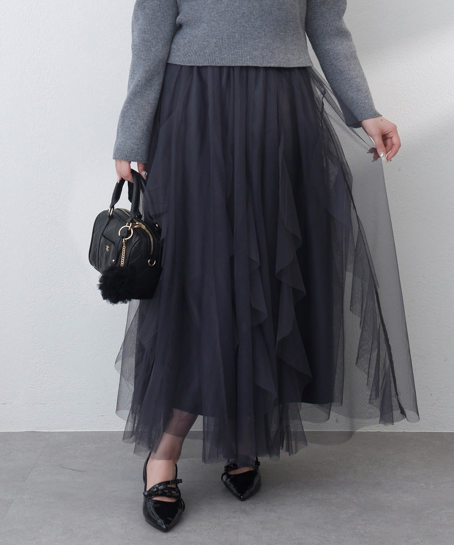 NICE CLAUP / OLIVE des OLIVE OUTLET(ナイスクラップ  / オリーブ デ オリーブ アウトレット) 【one after another】チュールロングスカート