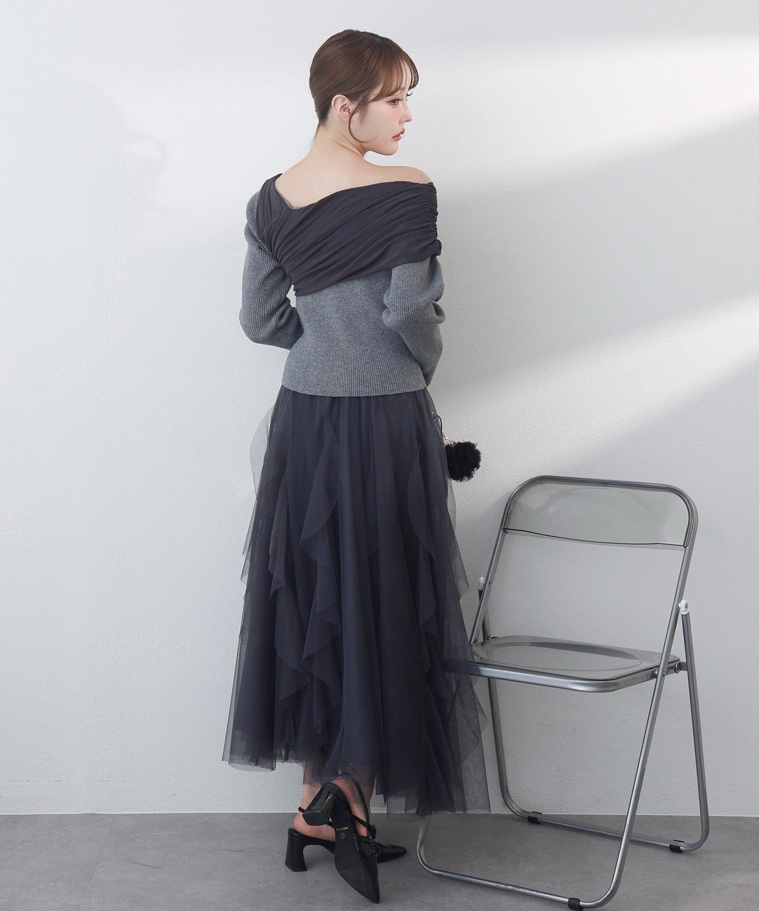 NICE CLAUP / OLIVE des OLIVE OUTLET(ナイスクラップ  / オリーブ デ オリーブ アウトレット) 【one after another】チュールロングスカート