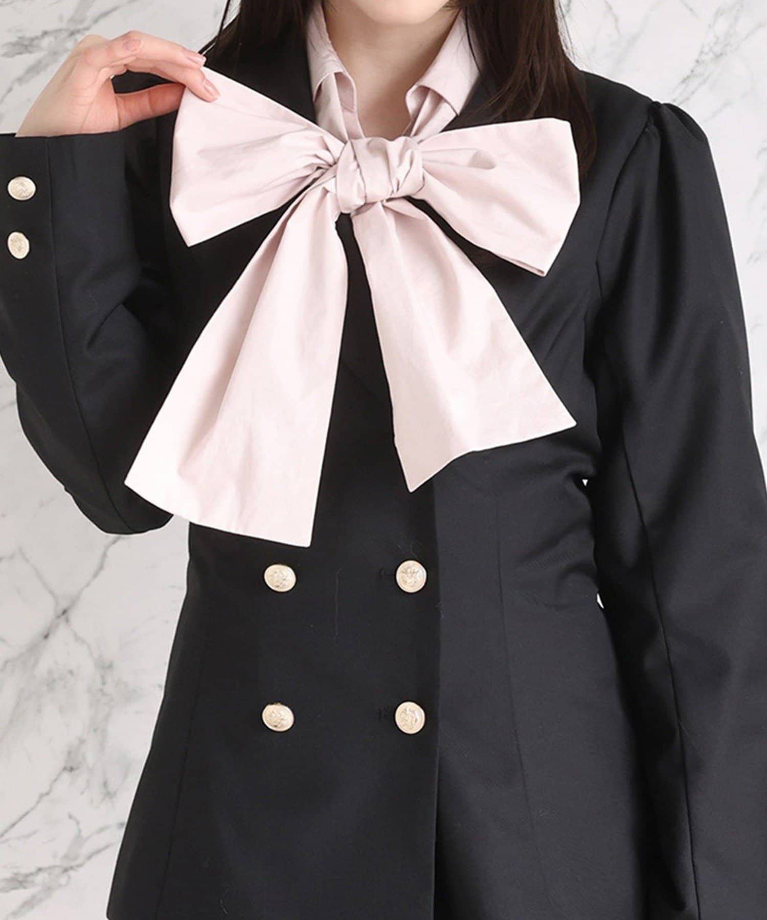 NICE CLAUP / OLIVE des OLIVE OUTLET(ナイスクラップ  / オリーブ デ オリーブ アウトレット) 【one after another】フロントギャザーリボンシャツ