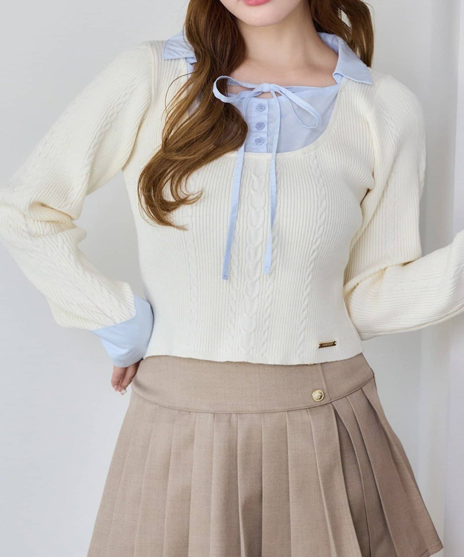 NICE CLAUP / OLIVE des OLIVE OUTLET(ナイスクラップ  / オリーブ デ オリーブ アウトレット) 【one after another】シャツドッキングニット