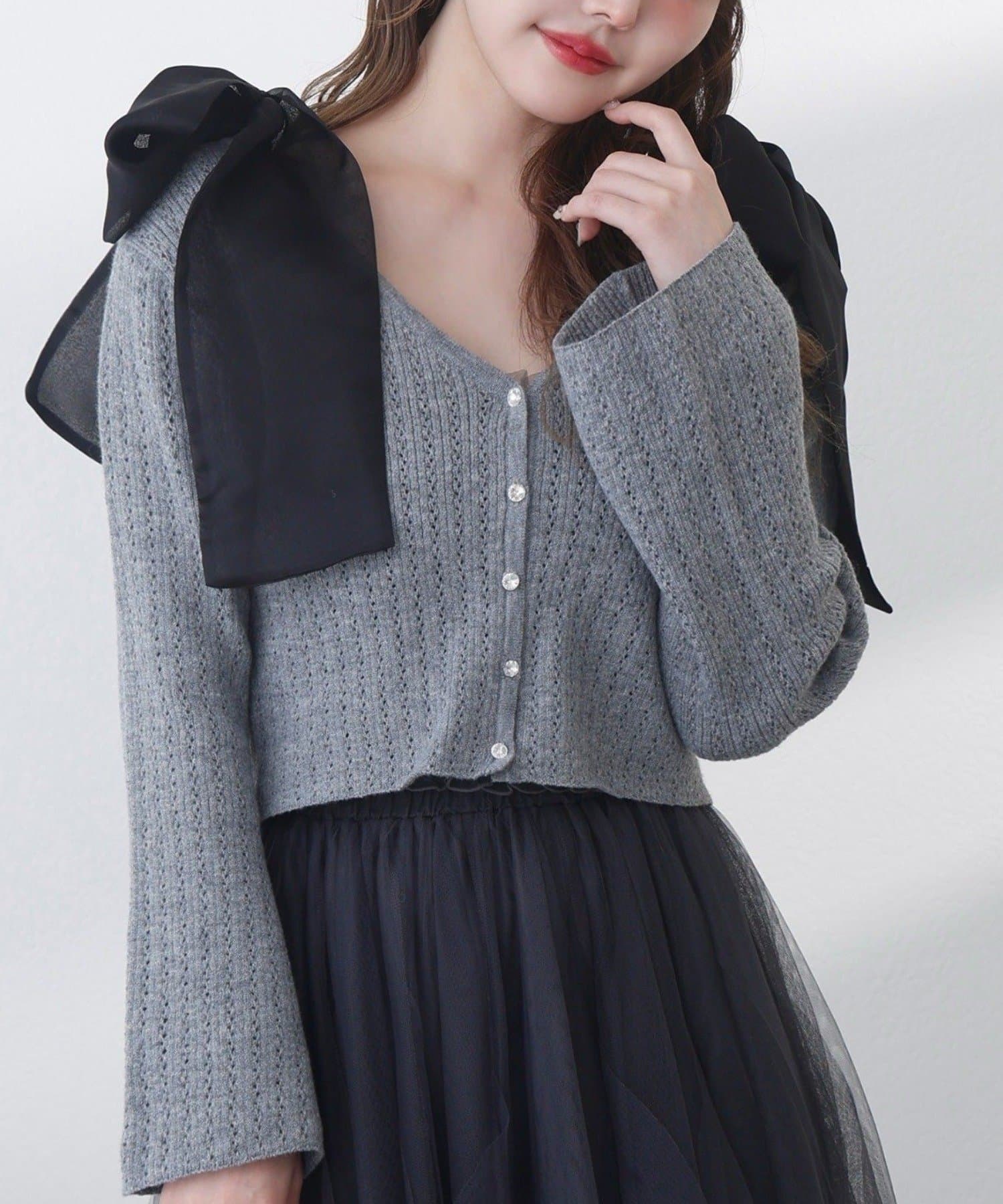 NICE CLAUP / OLIVE des OLIVE OUTLET(ナイスクラップ  / オリーブ デ オリーブ アウトレット) 【one after another】オフショルラメニット