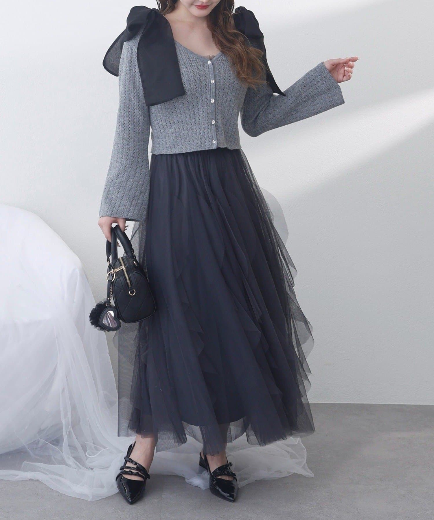 NICE CLAUP / OLIVE des OLIVE OUTLET(ナイスクラップ  / オリーブ デ オリーブ アウトレット) 【one after another】オフショルラメニット