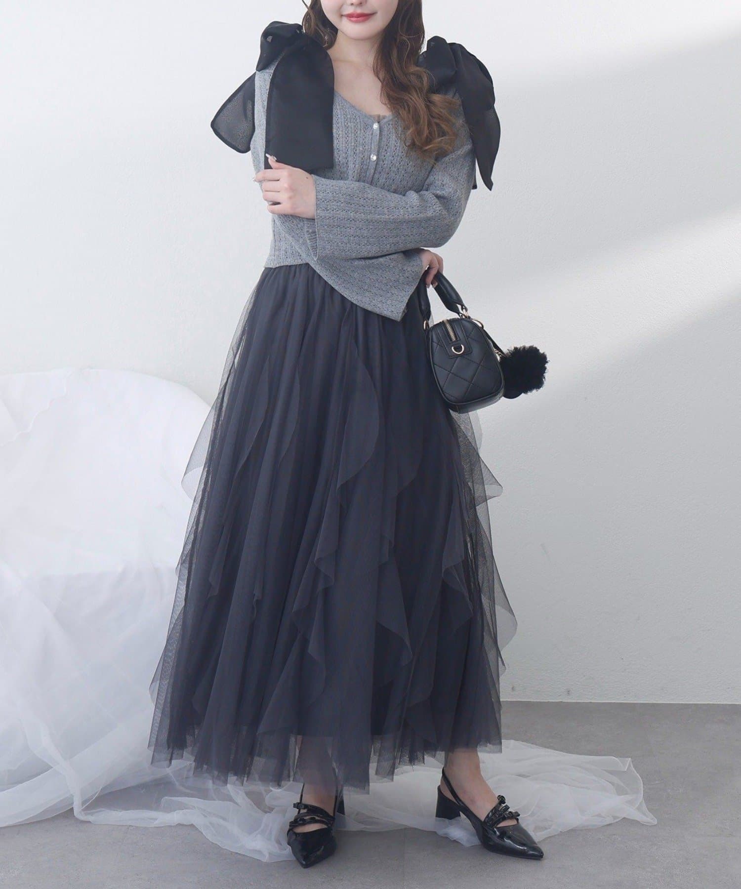 NICE CLAUP / OLIVE des OLIVE OUTLET(ナイスクラップ  / オリーブ デ オリーブ アウトレット) 【one after another】オフショルラメニット