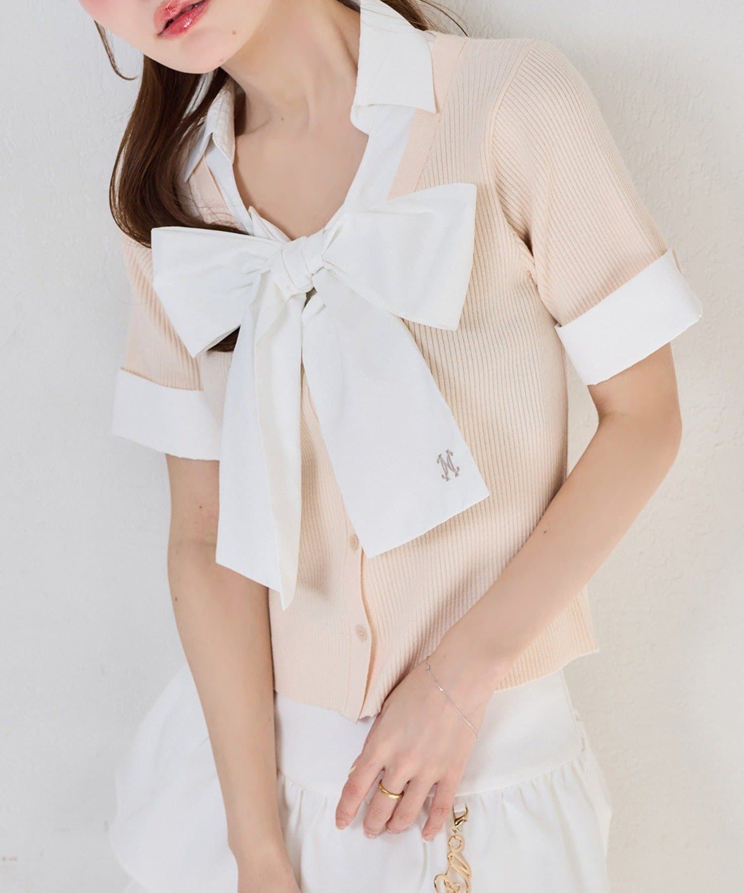 NICE CLAUP / OLIVE des OLIVE OUTLET(ナイスクラップ  / オリーブ デ オリーブ アウトレット) 【one after another】ビッグリボンドッキングニット