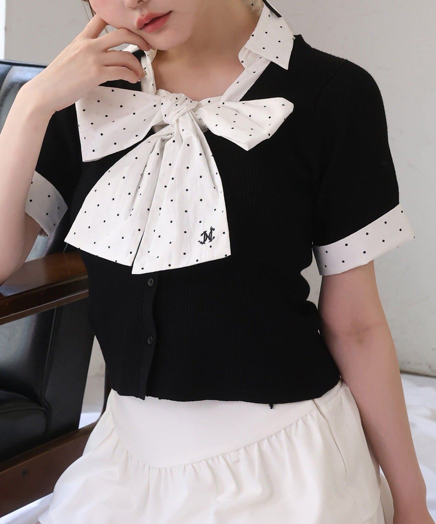 NICE CLAUP / OLIVE des OLIVE OUTLET(ナイスクラップ  / オリーブ デ オリーブ アウトレット) 【one after another】ビッグリボンドッキングニット