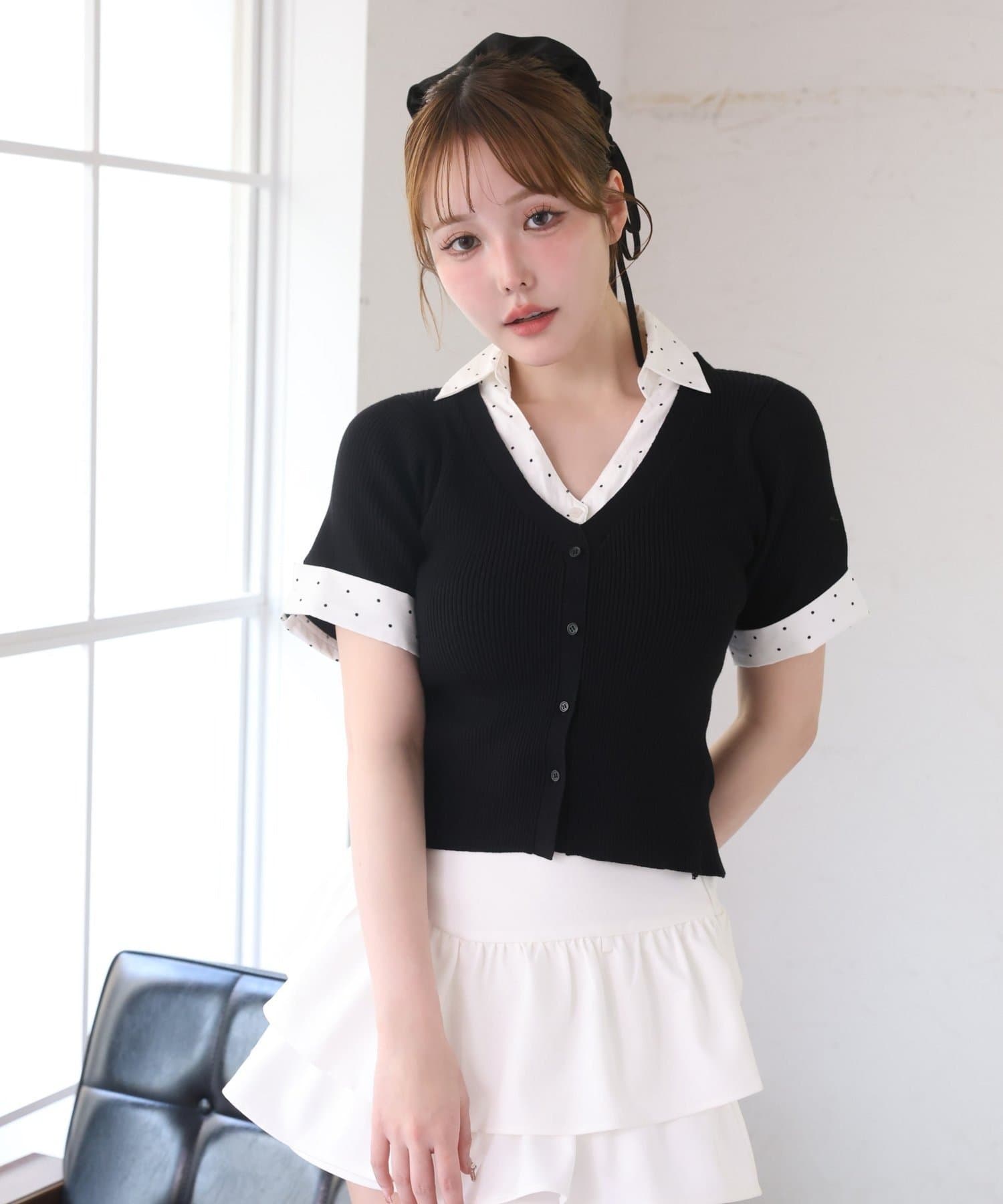 NICE CLAUP / OLIVE des OLIVE OUTLET(ナイスクラップ  / オリーブ デ オリーブ アウトレット) 【one after another】ビッグリボンドッキングニット