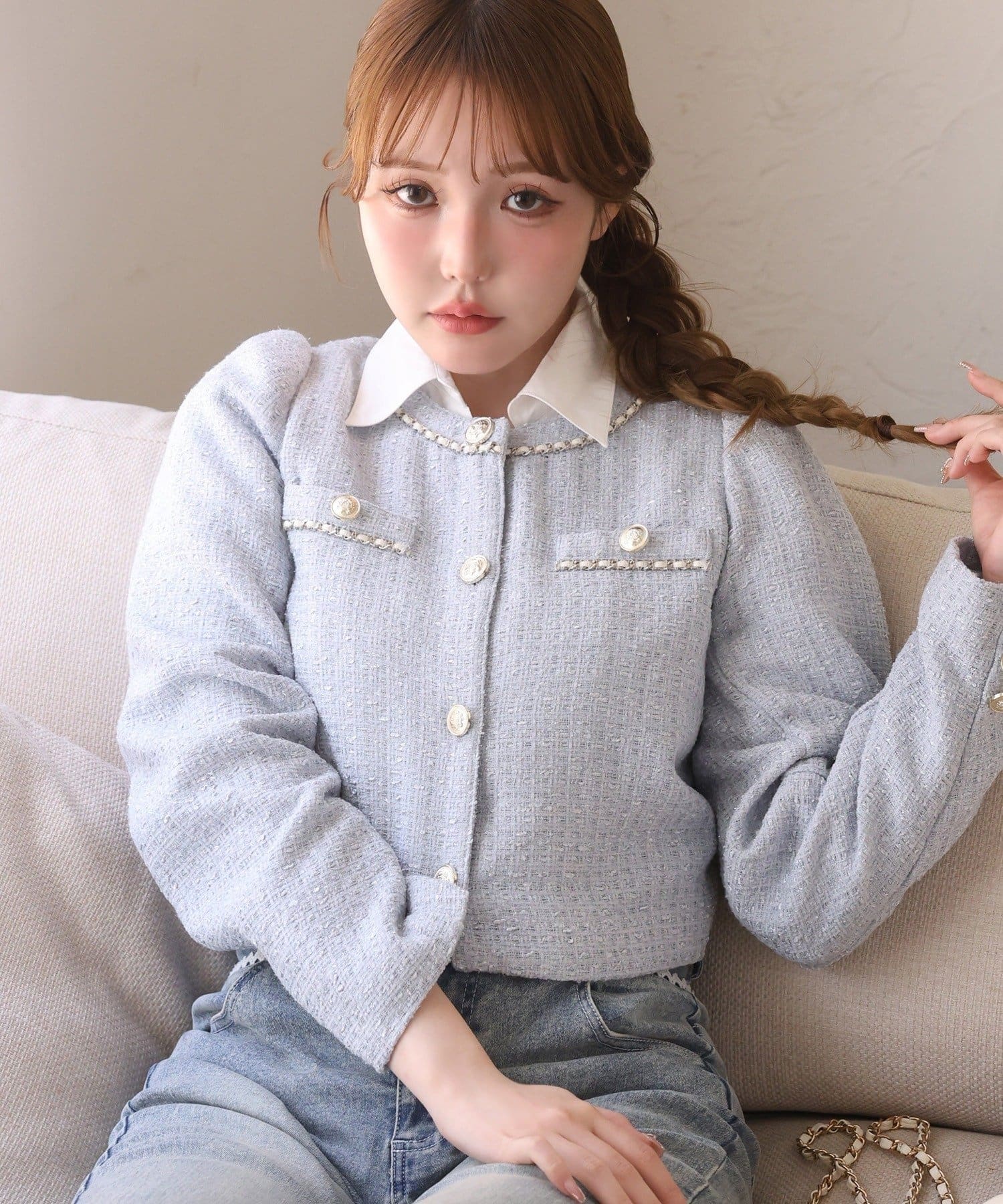 NICE CLAUP / OLIVE des OLIVE OUTLET(ナイスクラップ  / オリーブ デ オリーブ アウトレット) 【one after another】ツイードジャケット