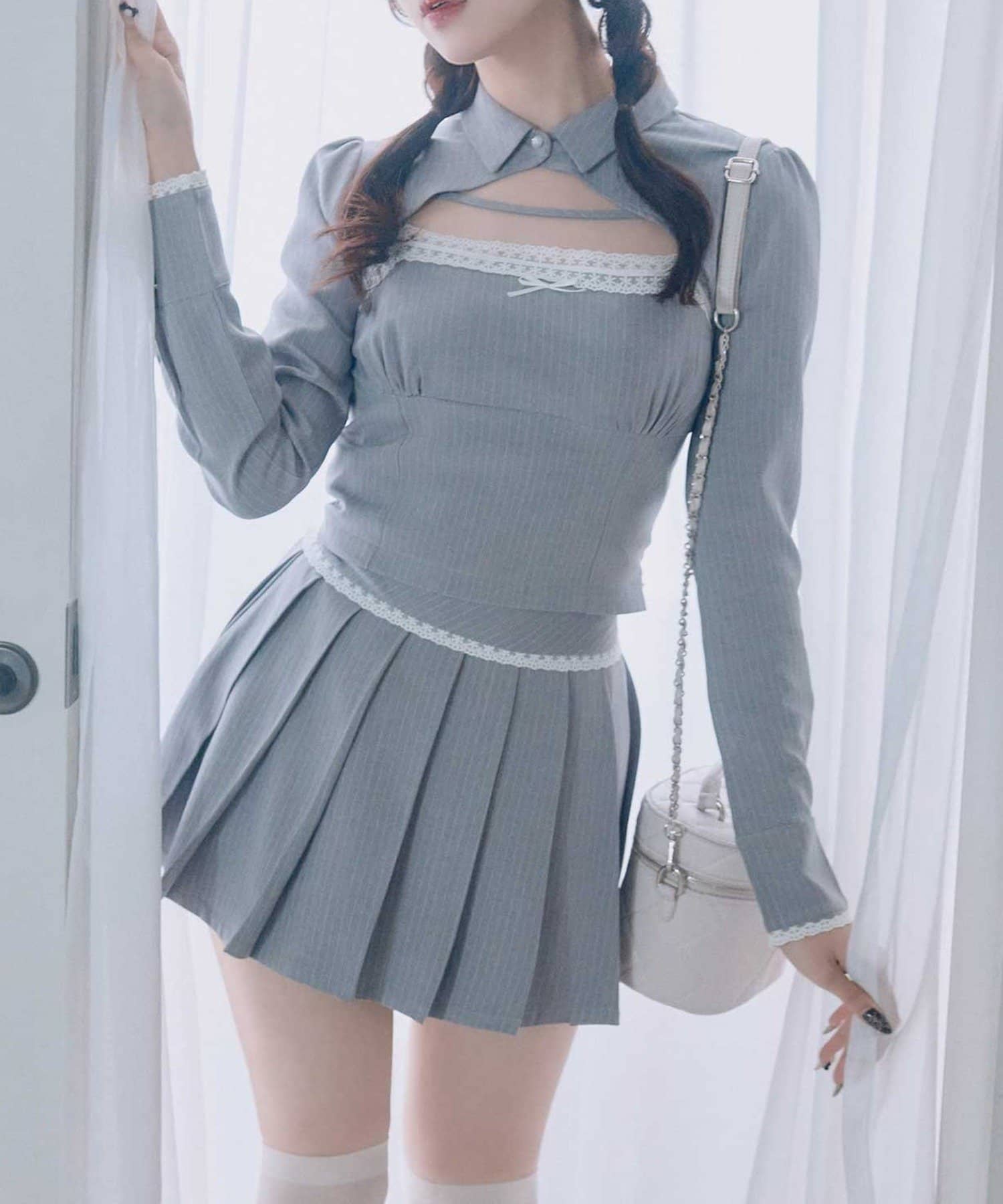 NICE CLAUP / OLIVE des OLIVE OUTLET(ナイスクラップ  / オリーブ デ オリーブ アウトレット) 【Belle Charme】レースプリーツミニスカート