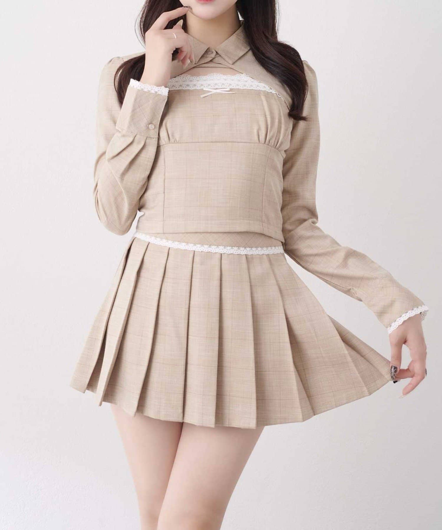 NICE CLAUP / OLIVE des OLIVE OUTLET(ナイスクラップ  / オリーブ デ オリーブ アウトレット) 【Belle Charme】レースプリーツミニスカート