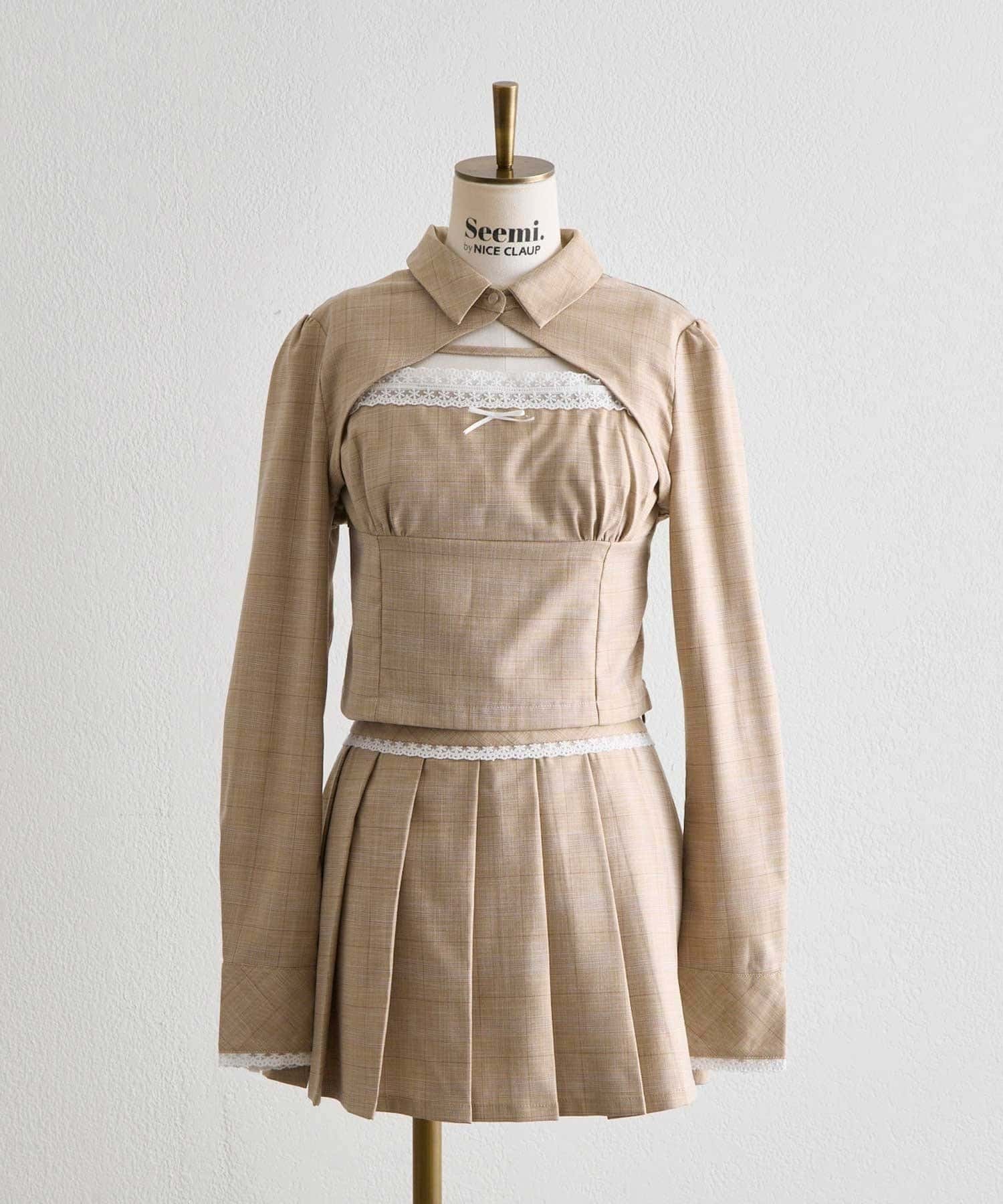 NICE CLAUP / OLIVE des OLIVE OUTLET(ナイスクラップ  / オリーブ デ オリーブ アウトレット) 【Belle Charme】レースプリーツミニスカート