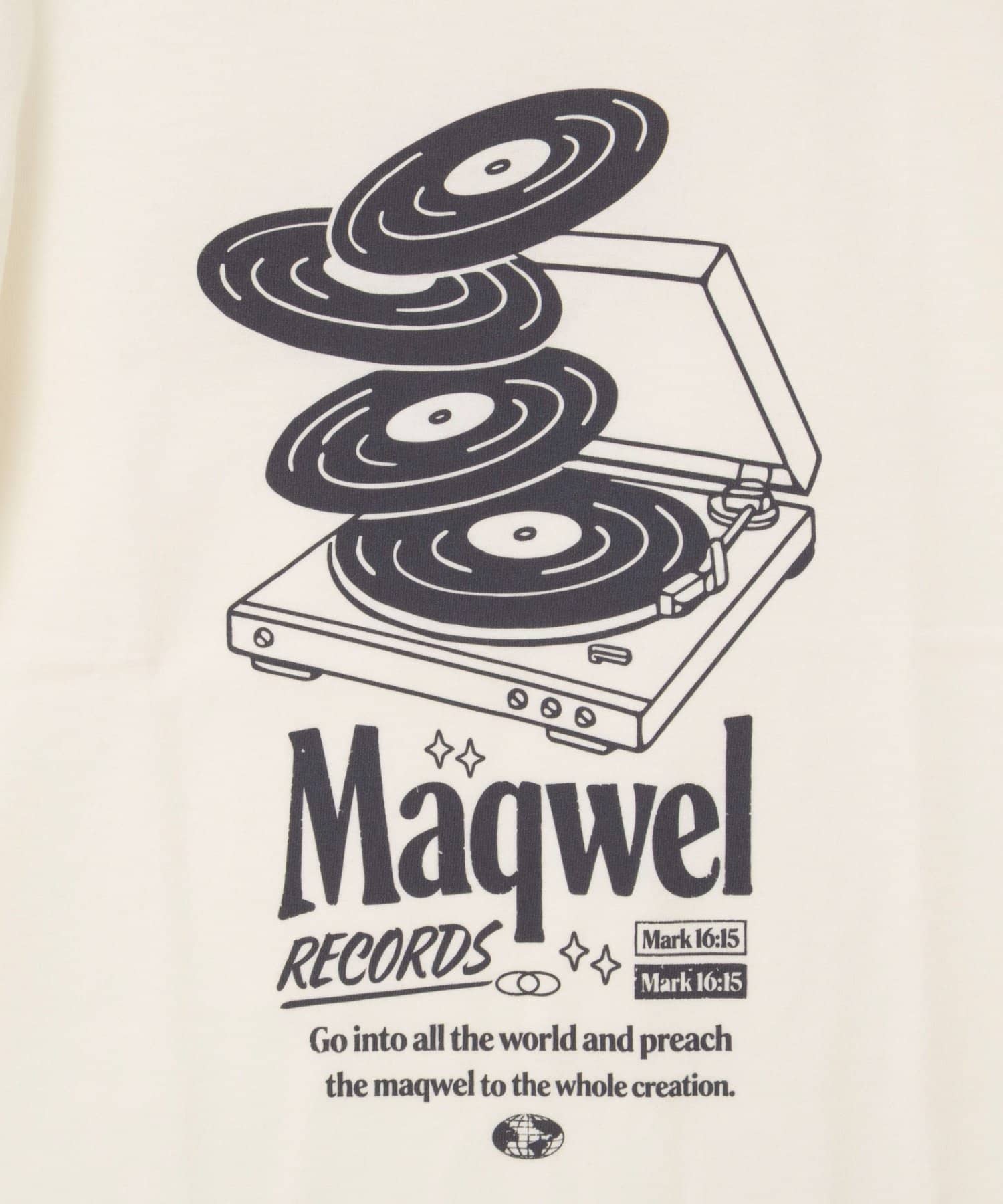 NOLLEY'S(ノーリーズ) ウォッシャブル Maqwel RECORDS オープンエンドプリントTシャツ