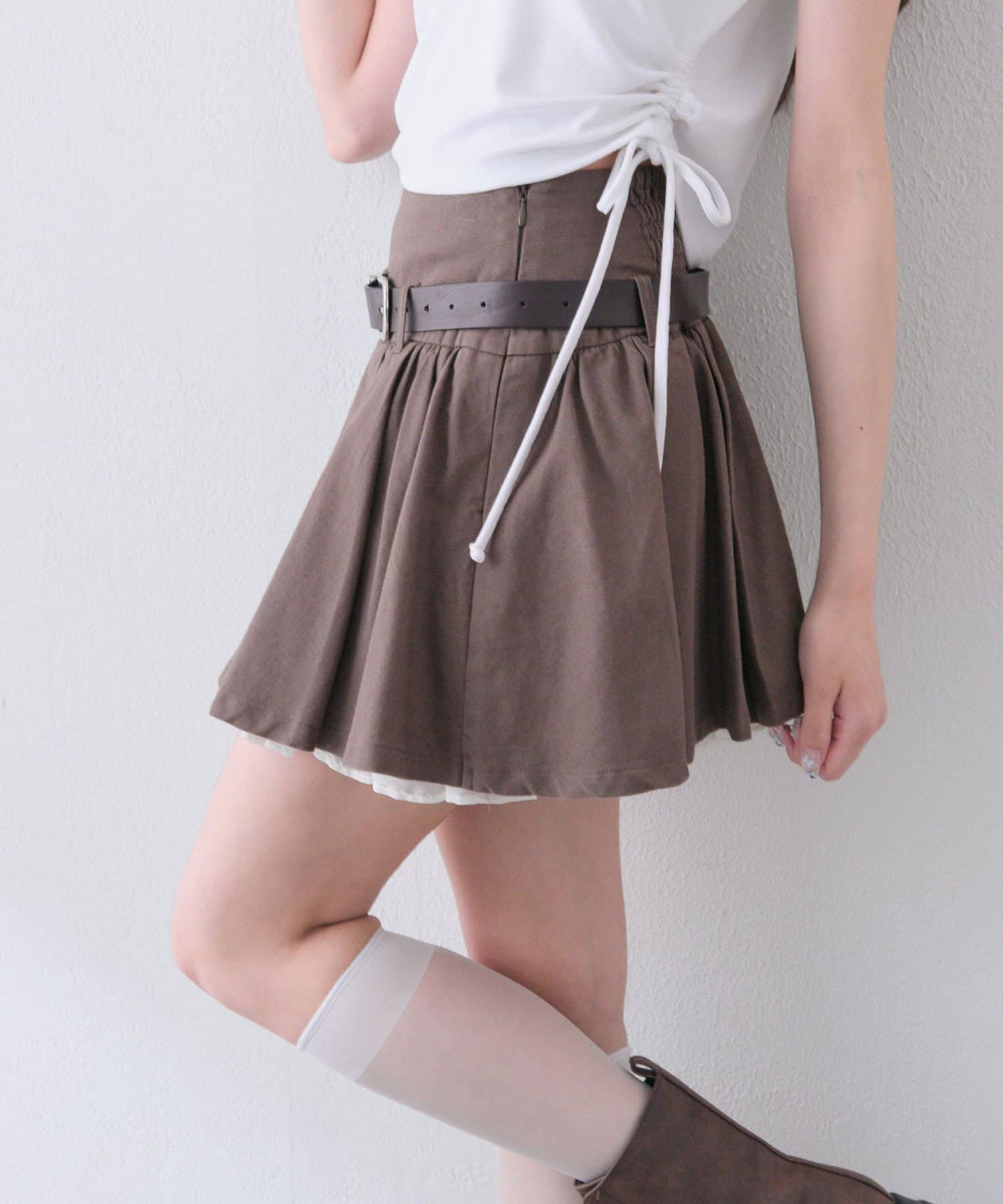 ベルト付きタックフレアスカート | OLIVE des OLIVE(オリーブ デ