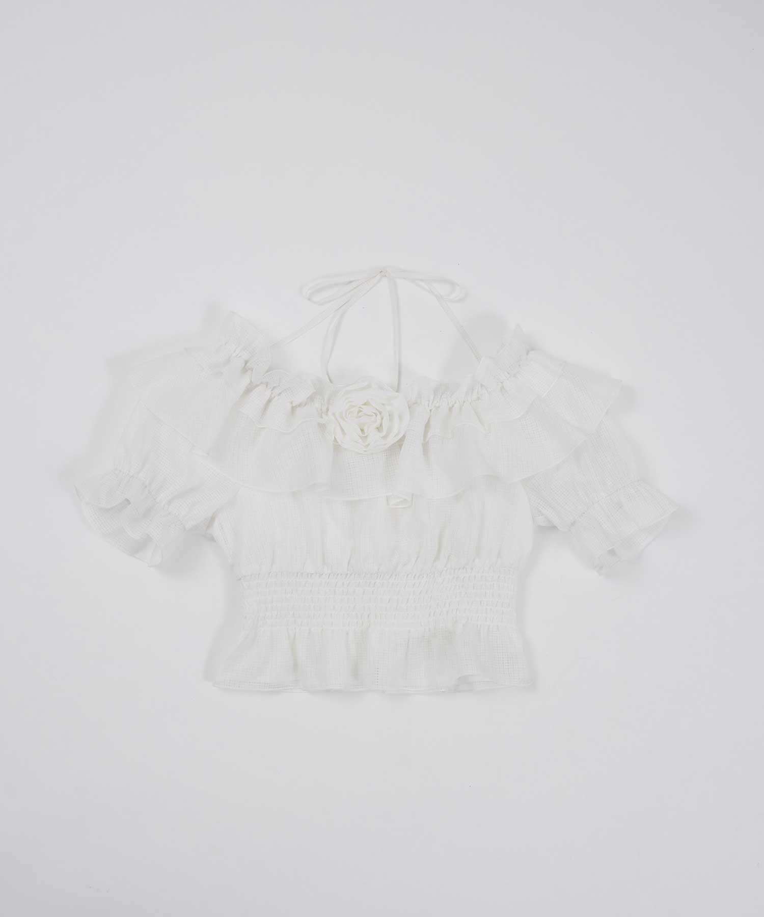 Belle Charme(ベルシャルム) Rose Corsage Frill Blouse