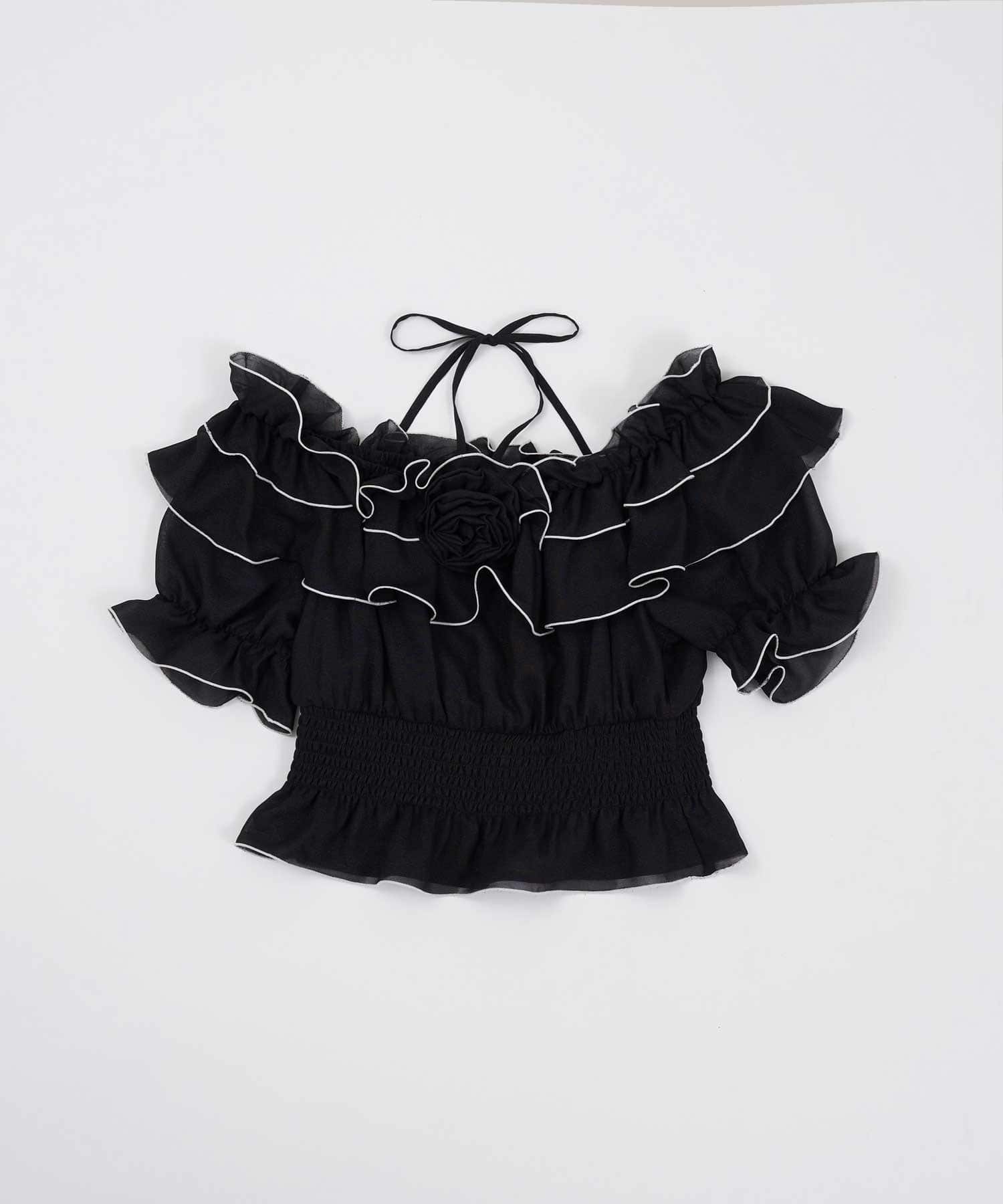 Belle Charme(ベルシャルム) Rose Corsage Frill Blouse