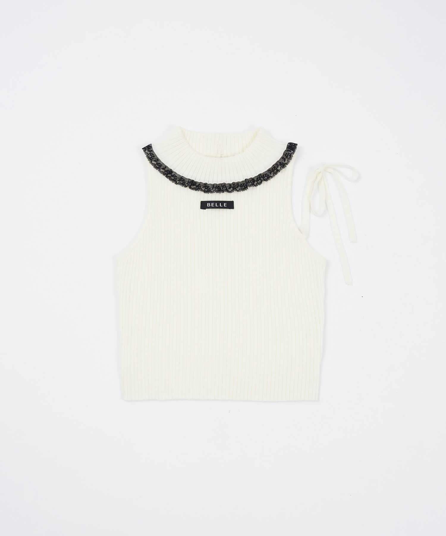 Belle Charme(ベルシャルム) Lace Rib Knit Tank Top