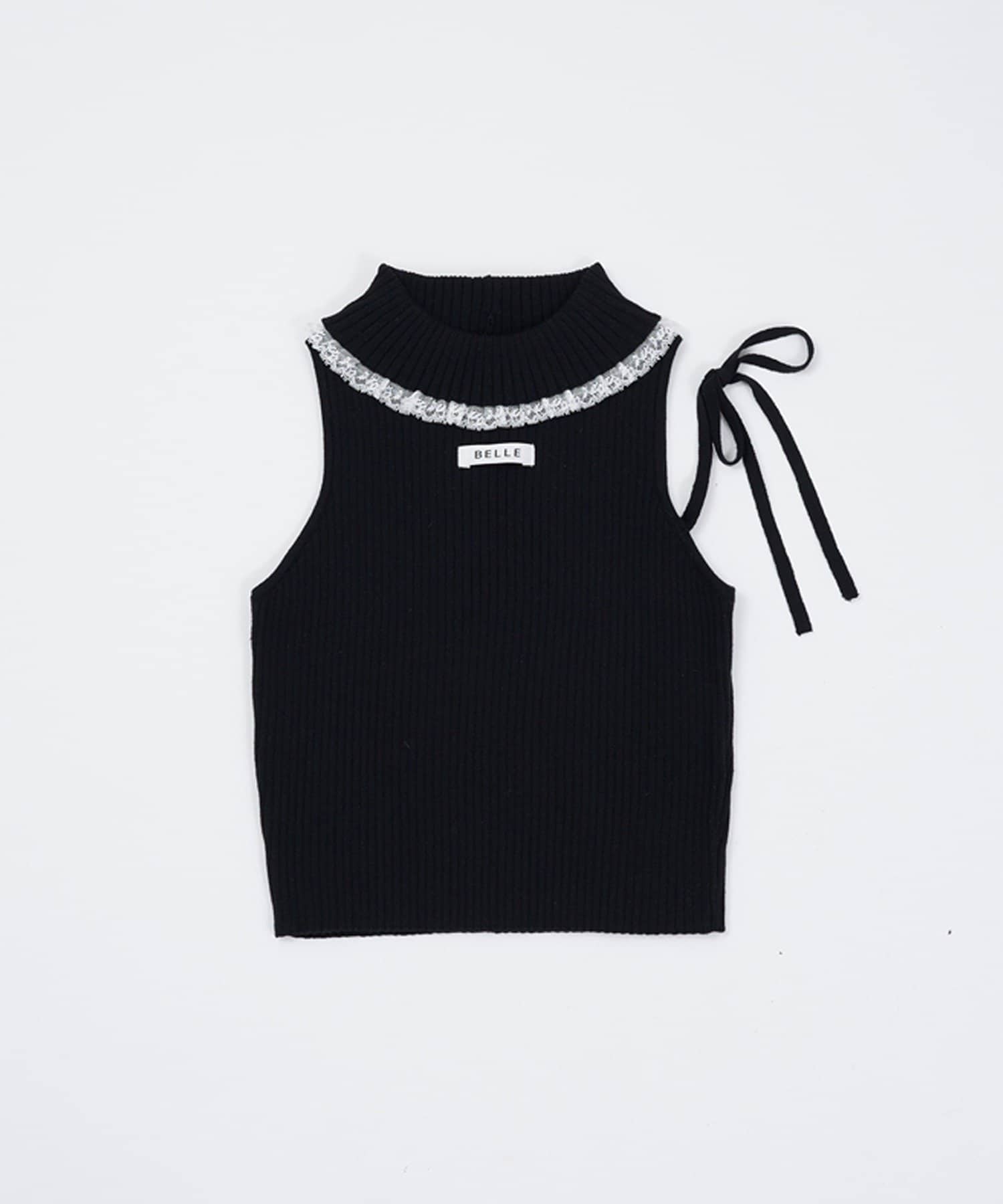 Belle Charme(ベルシャルム) Lace Rib Knit Tank Top