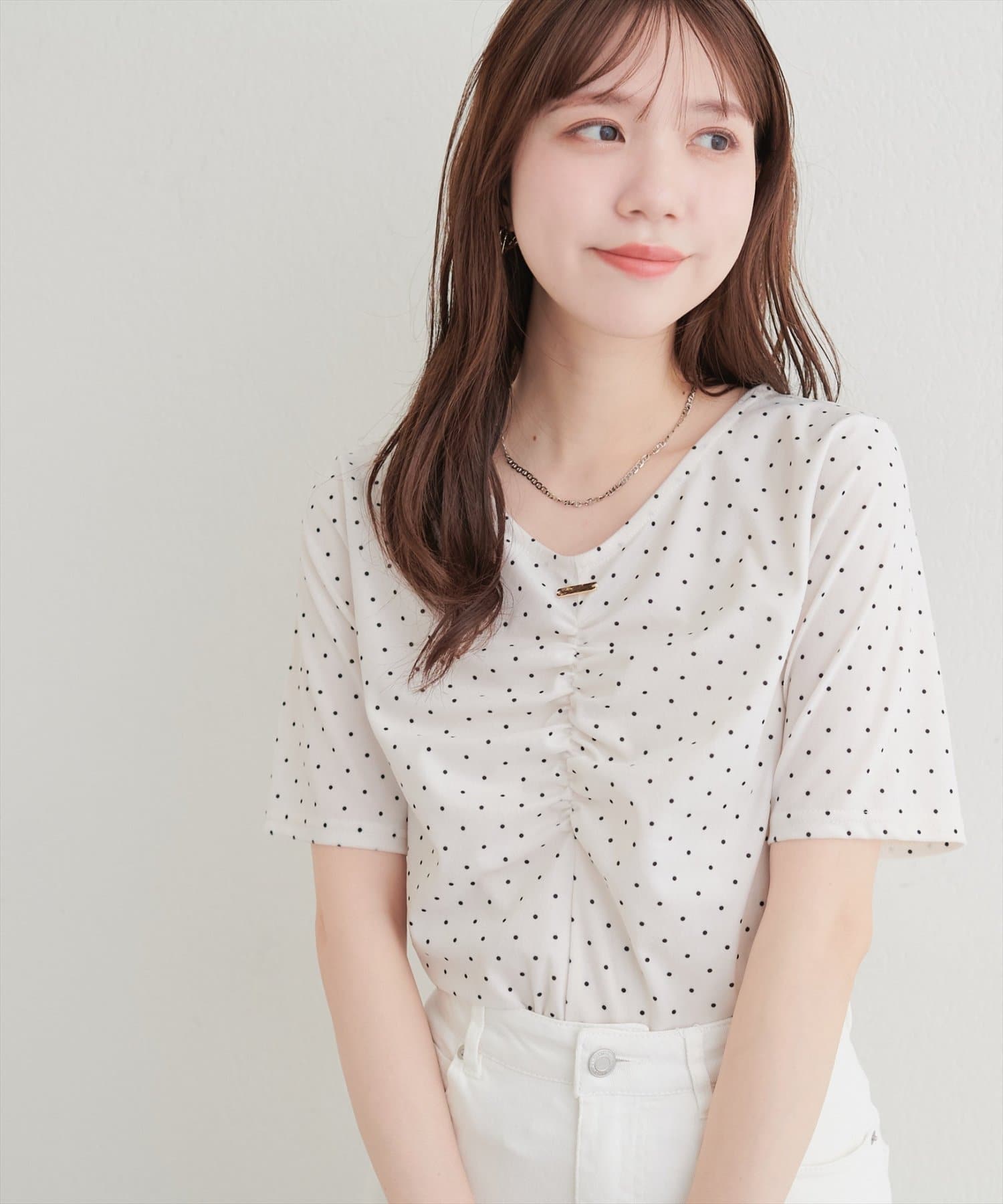 natural couture(ナチュラルクチュール) シアーベロアギャザーＴ
