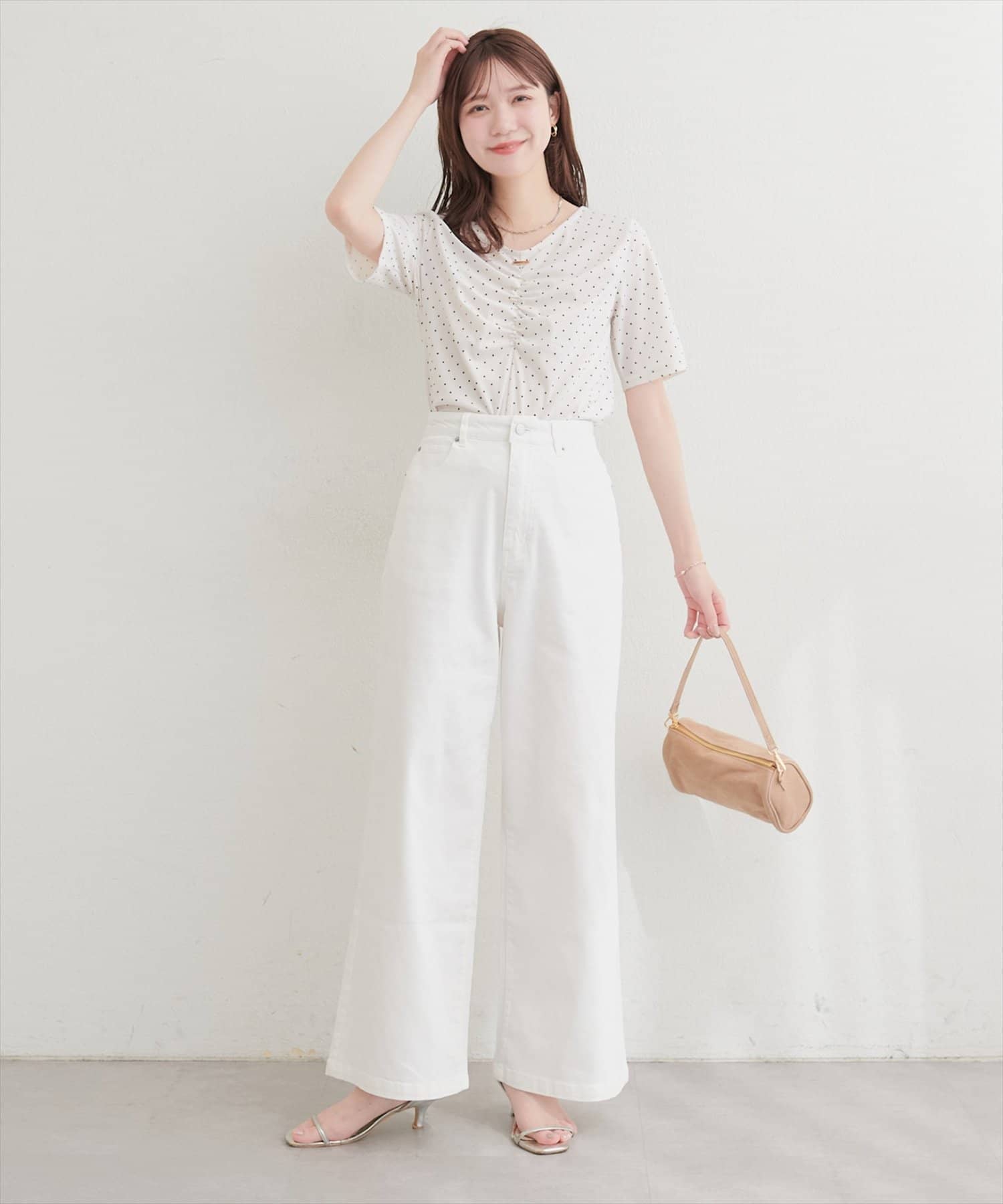 natural couture(ナチュラルクチュール) シアーベロアギャザーＴ