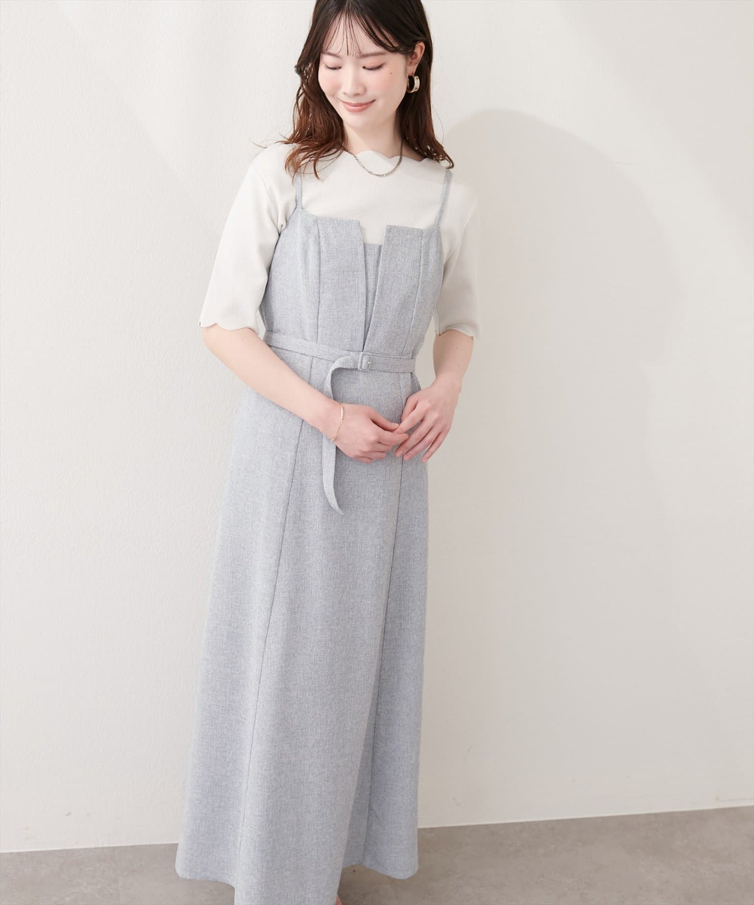 natural couture(ナチュラルクチュール) フロントスリットキャミワンピース