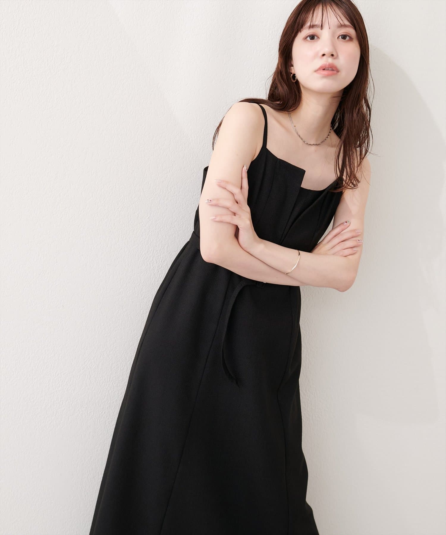natural couture(ナチュラルクチュール) フロントスリットキャミワンピース