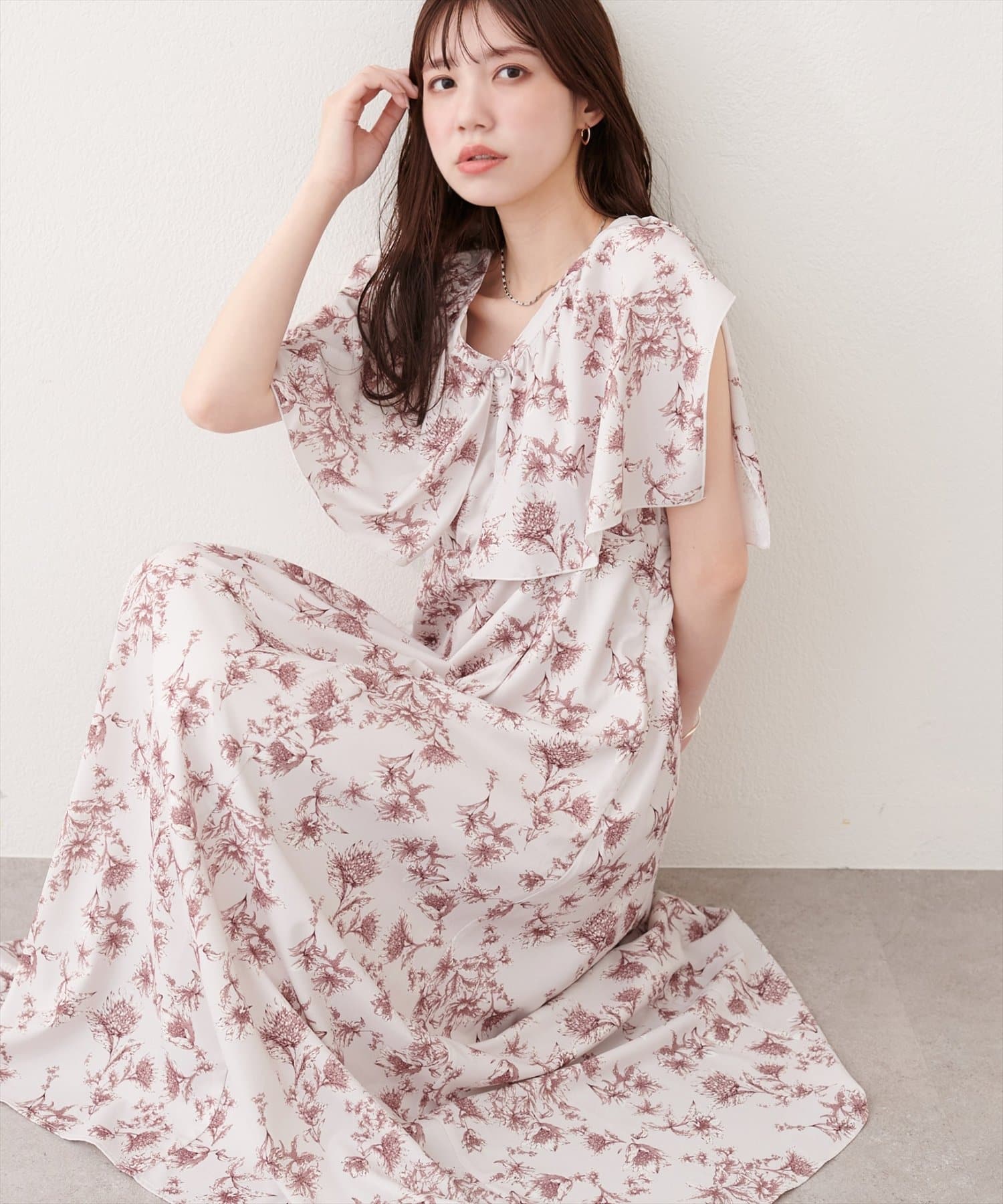 natural couture(ナチュラルクチュール) フリルカラーノースリワンピース