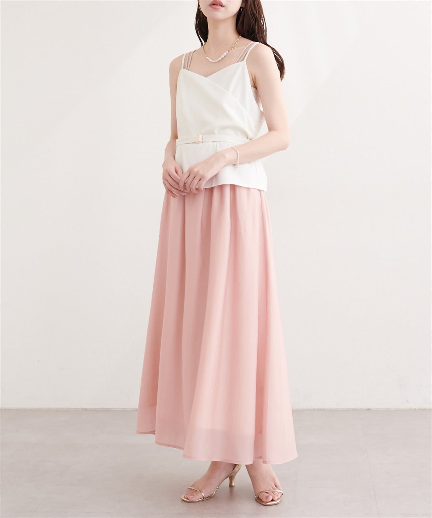 natural couture(ナチュラルクチュール) カシュクールドッキングキャミワンピース