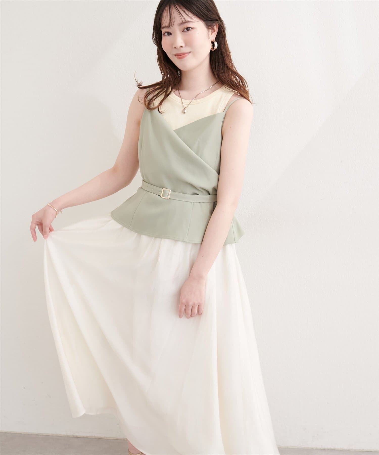 natural couture(ナチュラルクチュール) カシュクールドッキングキャミワンピース
