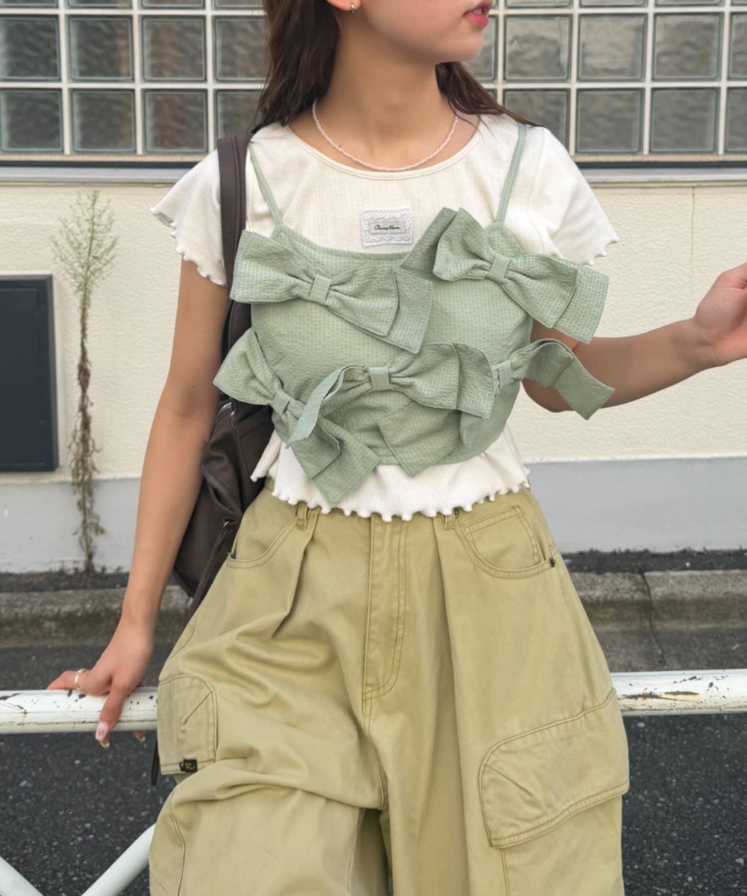 w closet(ダブルクローゼット) リボンビスチェキャミ
