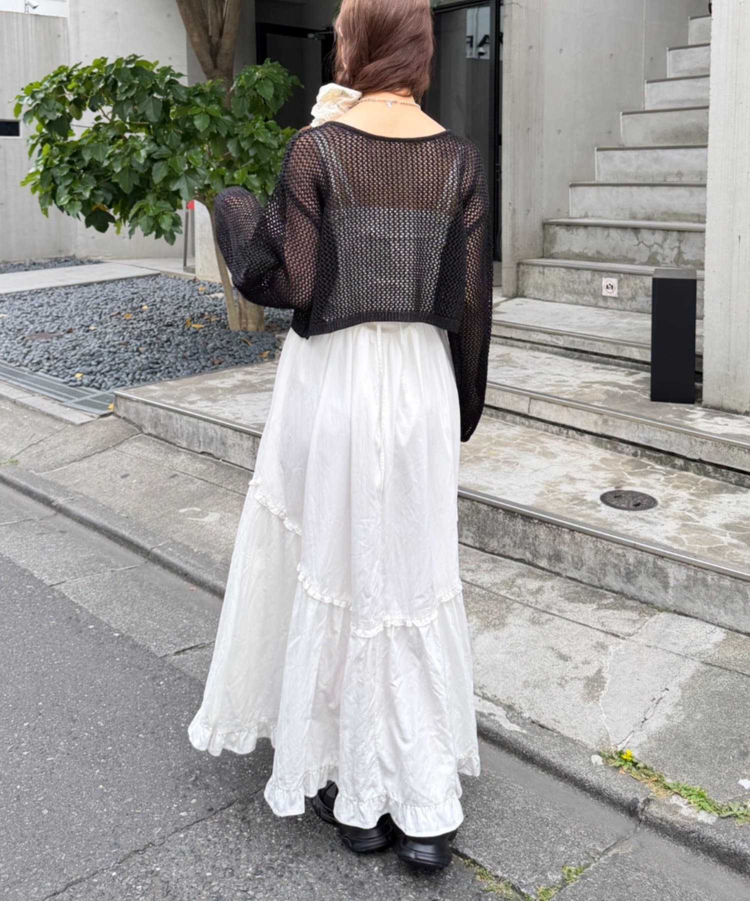 w closet(ダブルクローゼット) ラメメッシュリボンボレロ