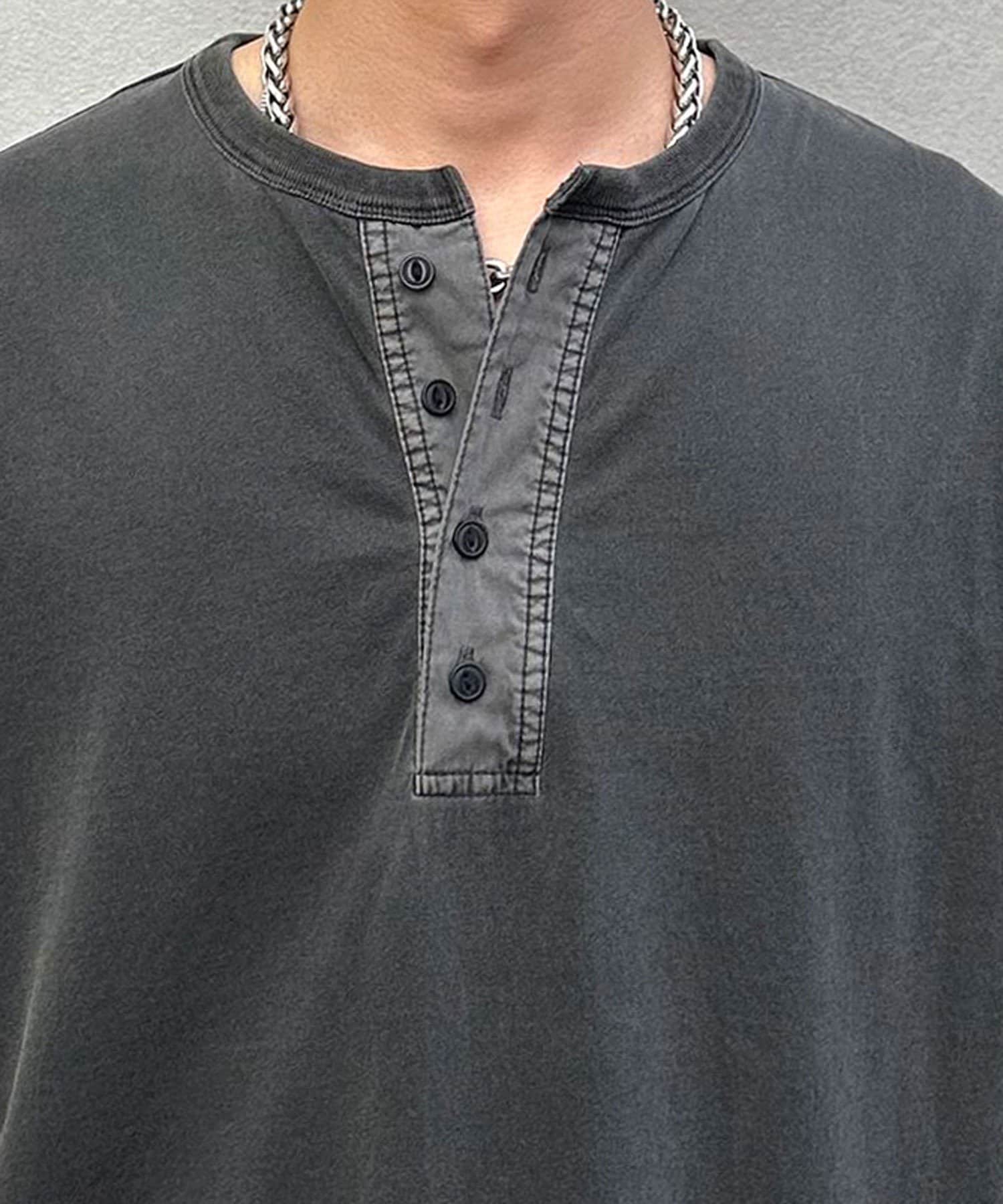 CIAOPANIC(チャオパニック) ヴィンテージライクヘンリーネックTシャツ