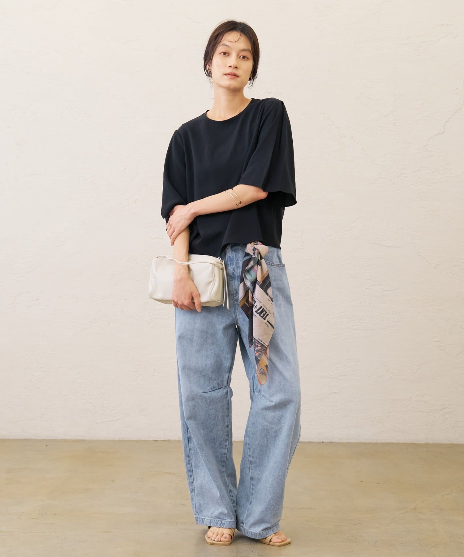 Omekashi(オメカシ) ストレッチシフォンスリーブタックブラウス