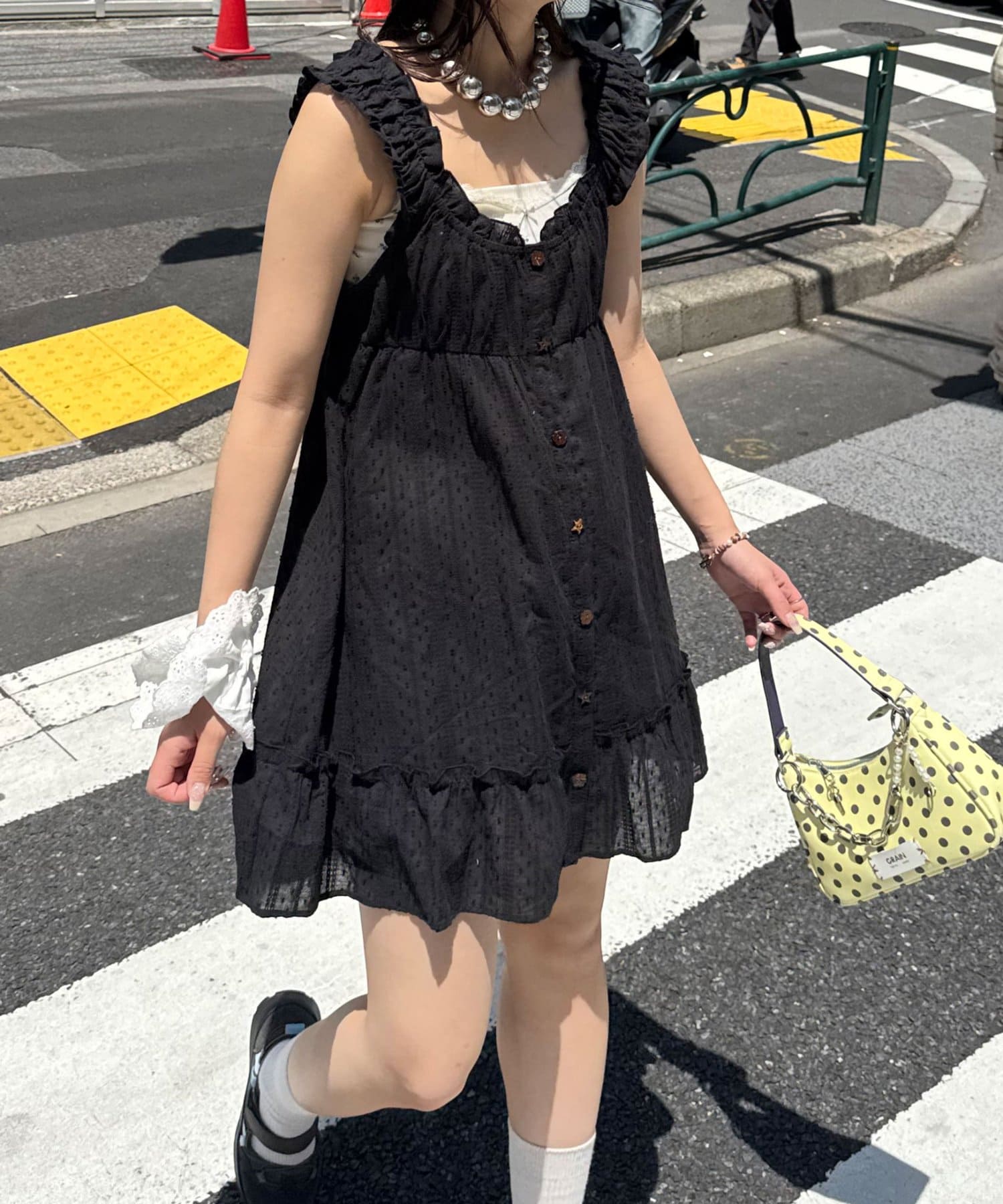 CIAOPANIC(チャオパニック) ウッドボタンドビーシャーリングキャミチュニック