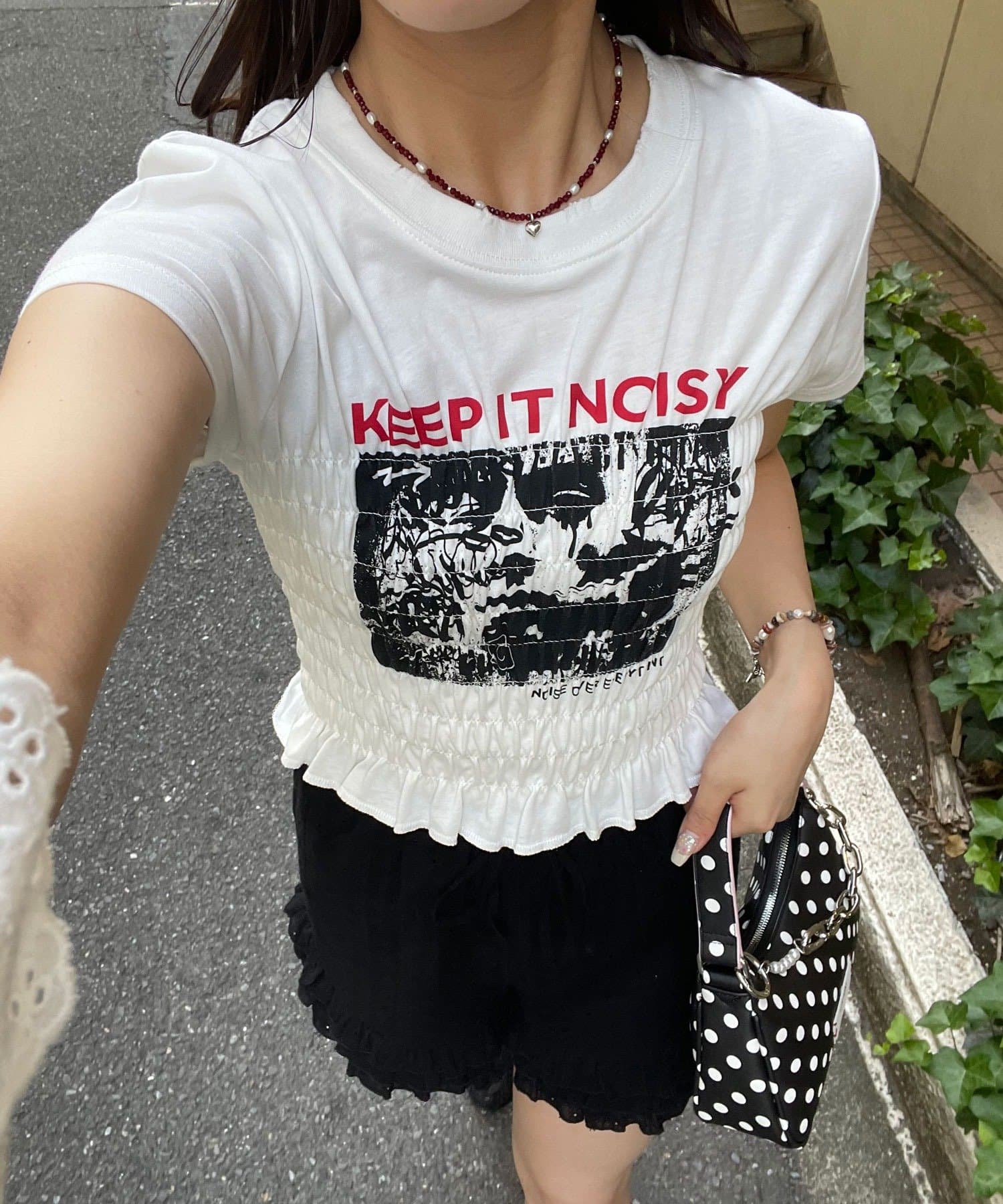 CIAOPANIC(チャオパニック) シャーリングプリントTシャツ