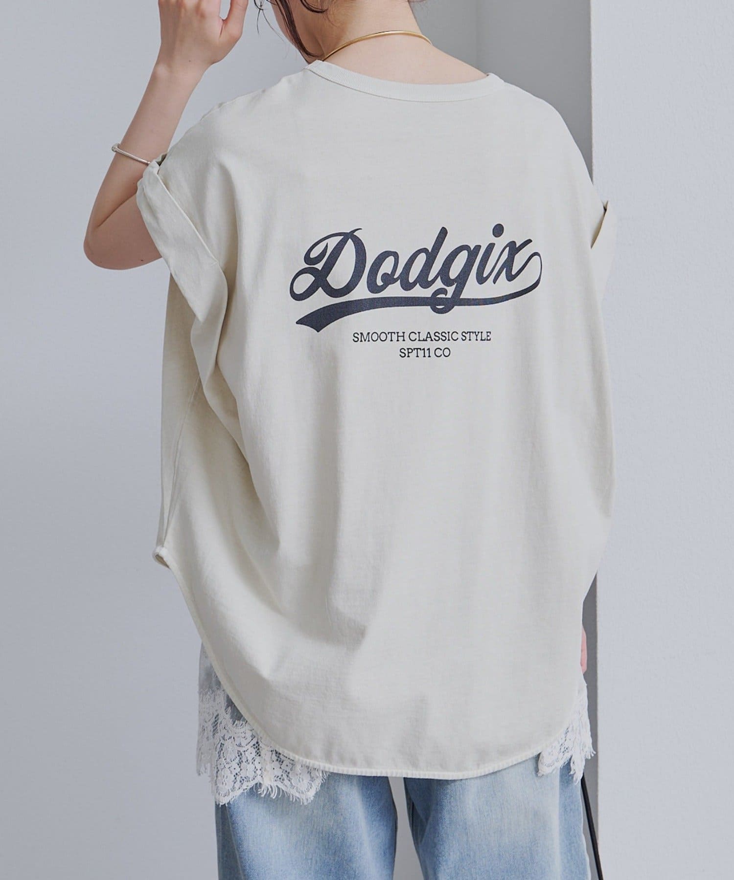 PUAL CE CIN(ピュアルセシン) USAコットンロールスリーブTシャツ