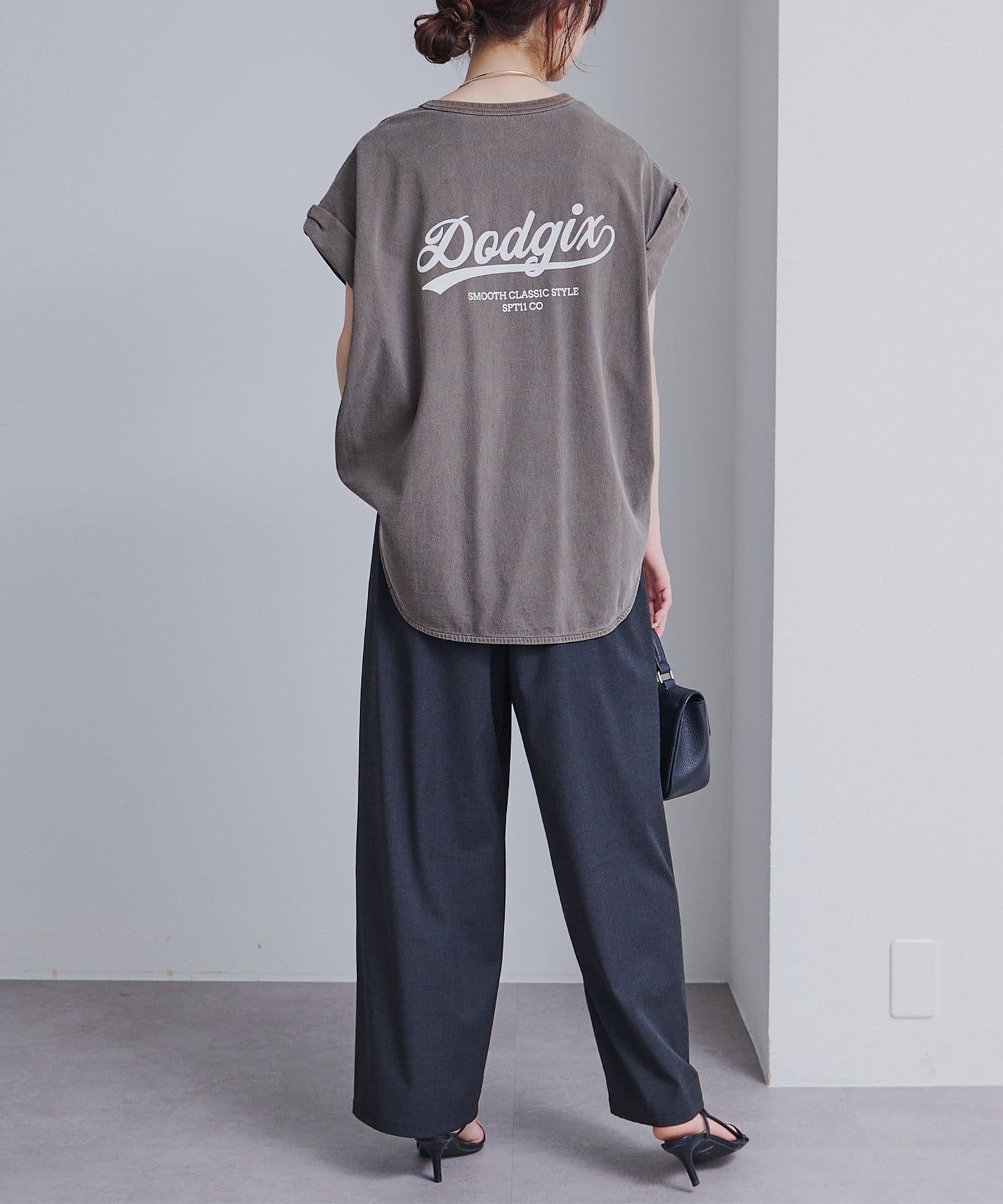 PUAL CE CIN(ピュアルセシン) USAコットンロールスリーブTシャツ
