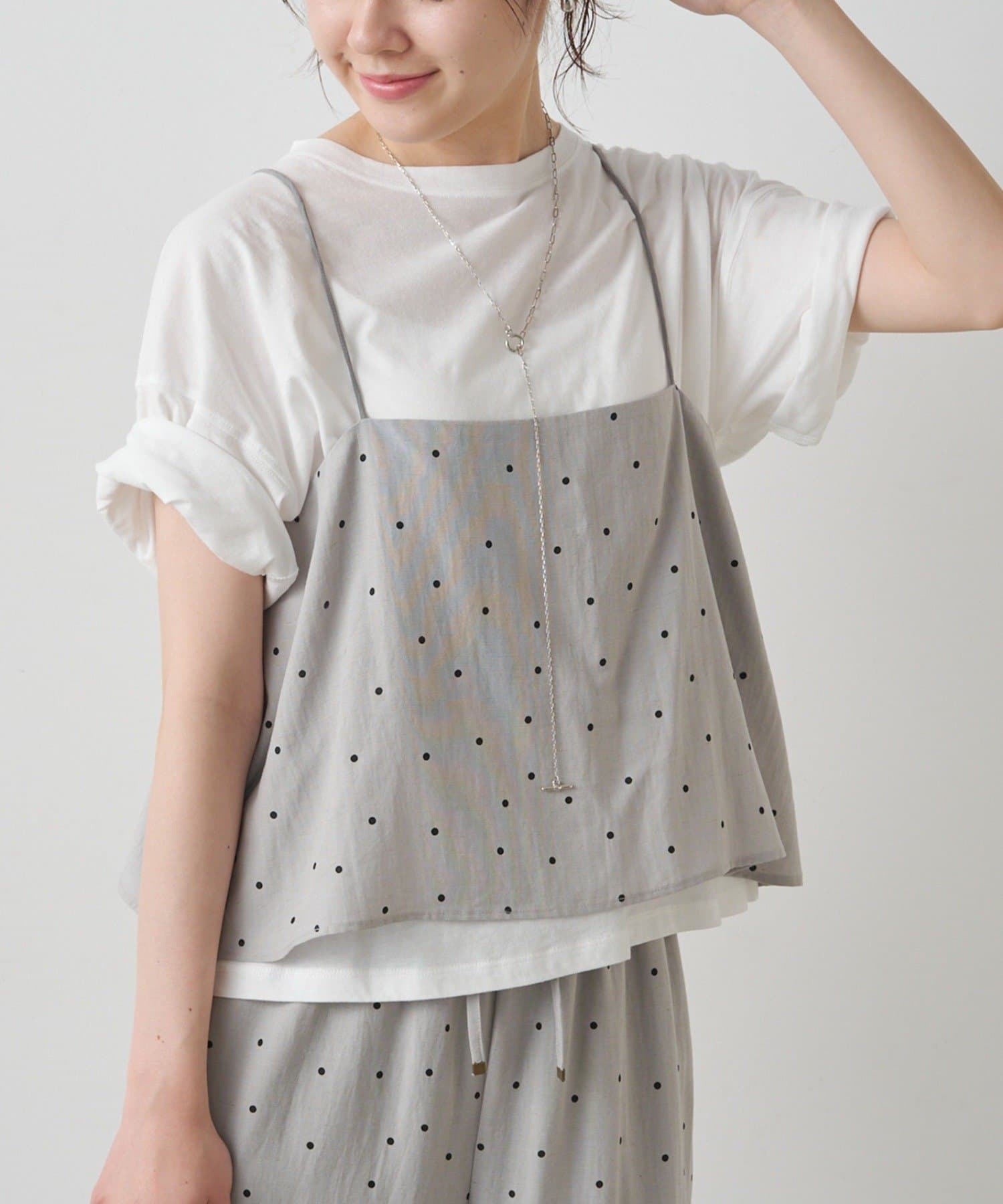PUAL CE CIN(ピュアルセシン) 【セットアップ対応】ドット柄ビスチェ+Tシャツセット