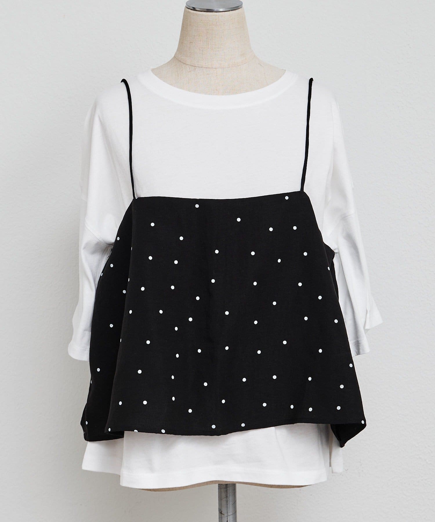 PUAL CE CIN(ピュアルセシン) 【セットアップ対応】ドット柄ビスチェ+Tシャツセット