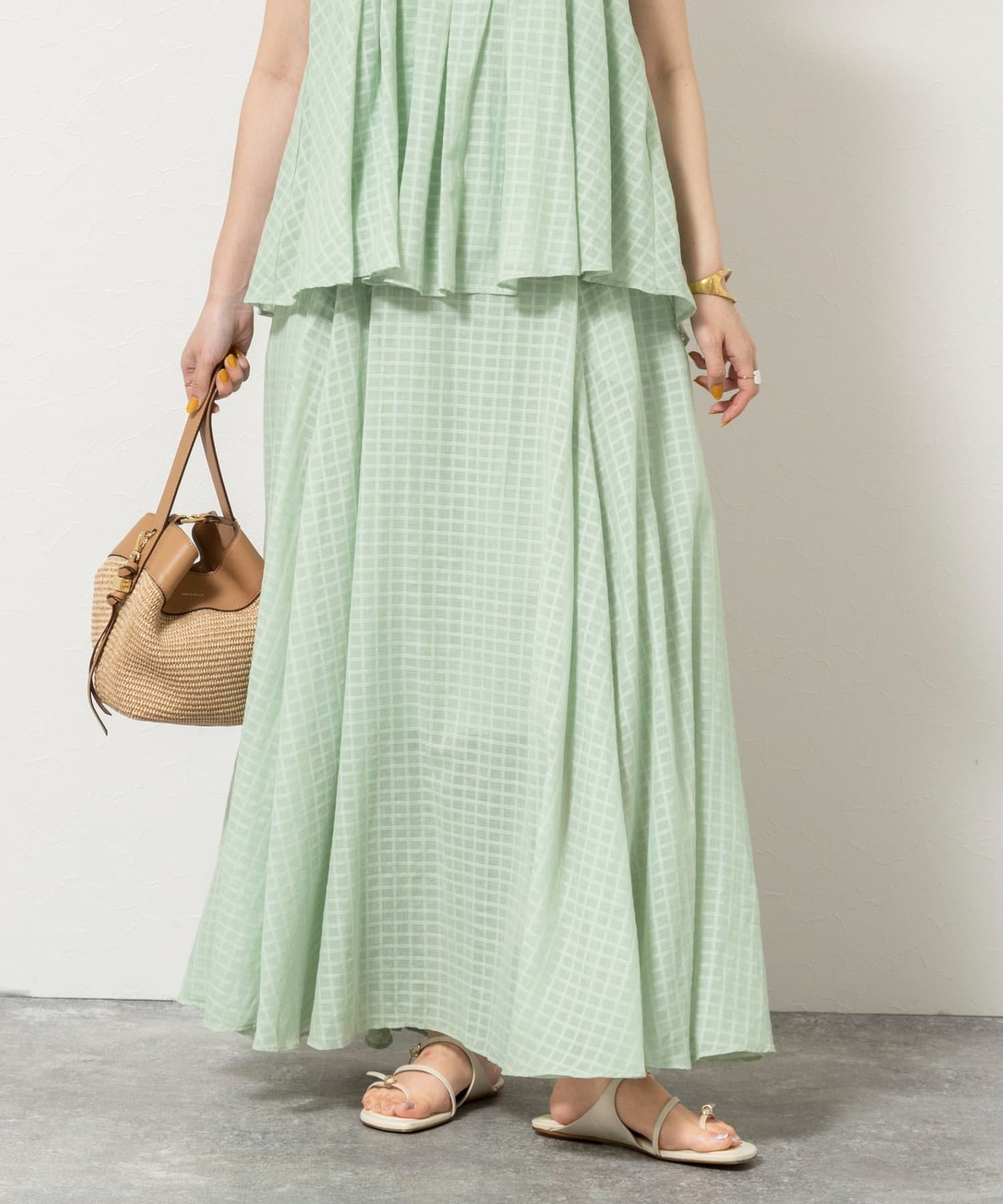 NOLLEY'S(ノーリーズ) natural dye sheer cotton checkフレアースカート