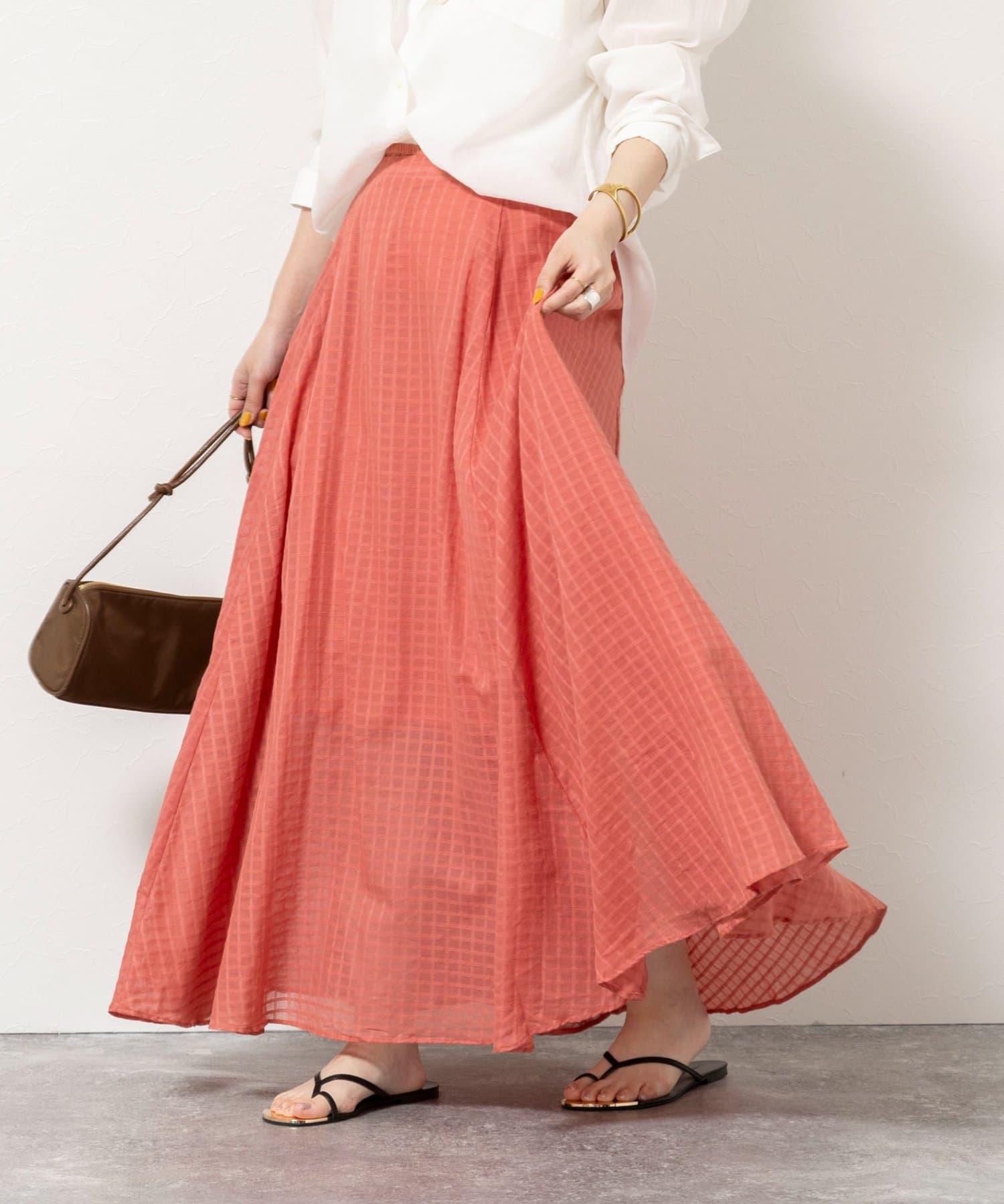 NOLLEY'S(ノーリーズ) natural dye sheer cotton checkフレアースカート