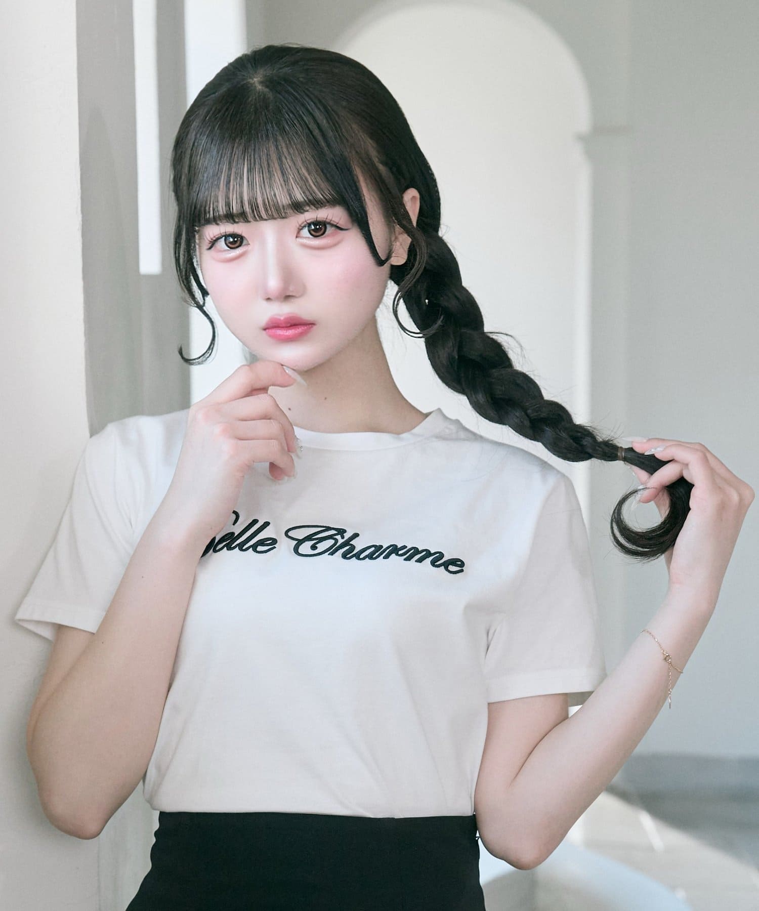 NICE CLAUP / OLIVE des OLIVE OUTLET(ナイスクラップ  / オリーブ デ オリーブ アウトレット) 【Belle Charme】ベルシャルムエンブロイダリーT
