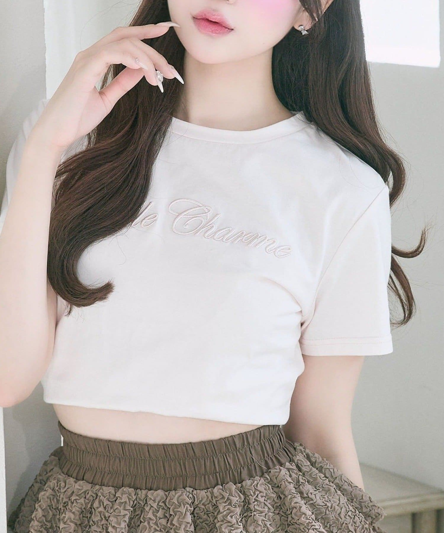 NICE CLAUP / OLIVE des OLIVE OUTLET(ナイスクラップ  / オリーブ デ オリーブ アウトレット) 【Belle Charme】ベルシャルムエンブロイダリーT