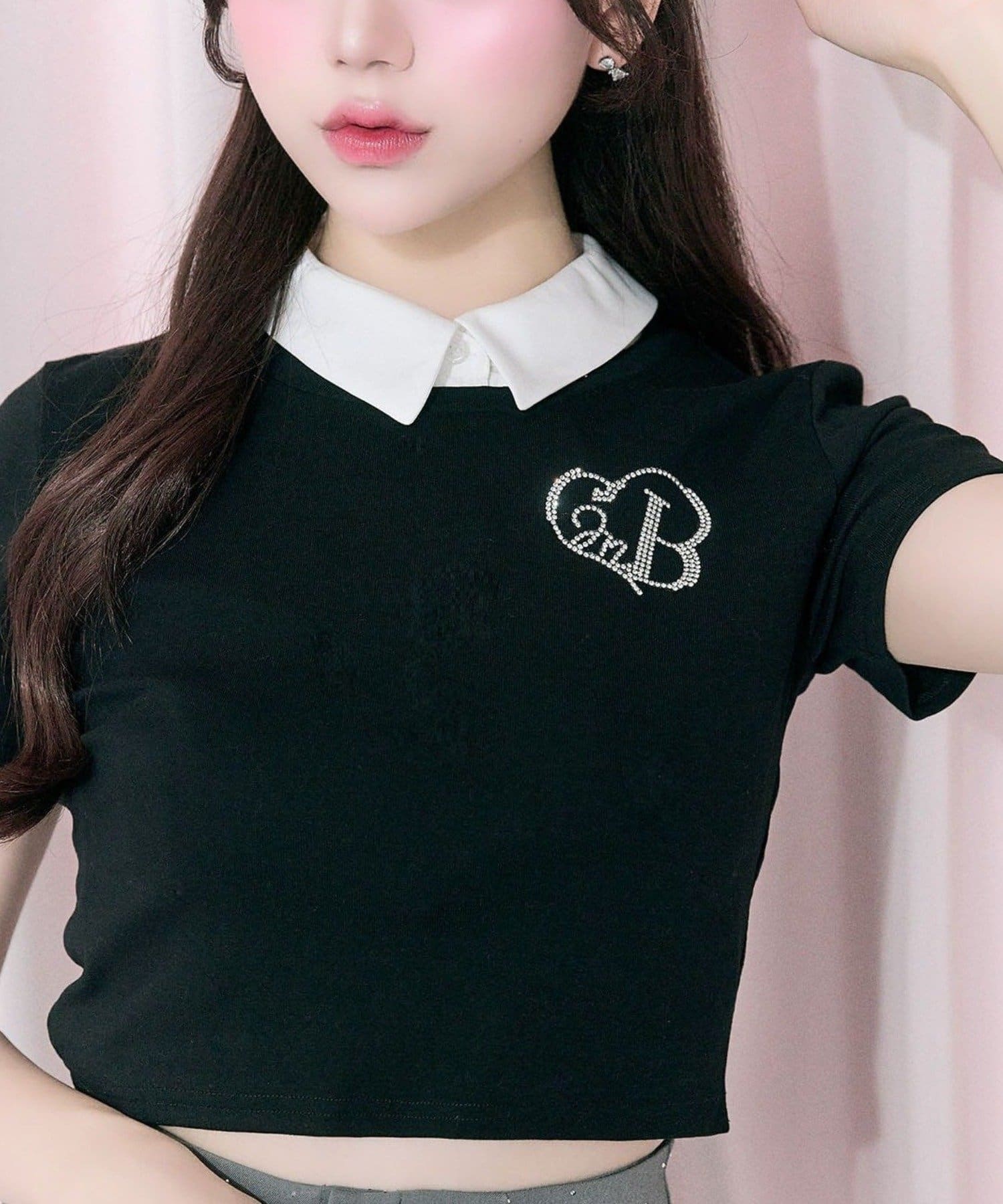 NICE CLAUP / OLIVE des OLIVE OUTLET(ナイスクラップ  / オリーブ デ オリーブ アウトレット) 【Belle Charme】グリッターロゴクロップT