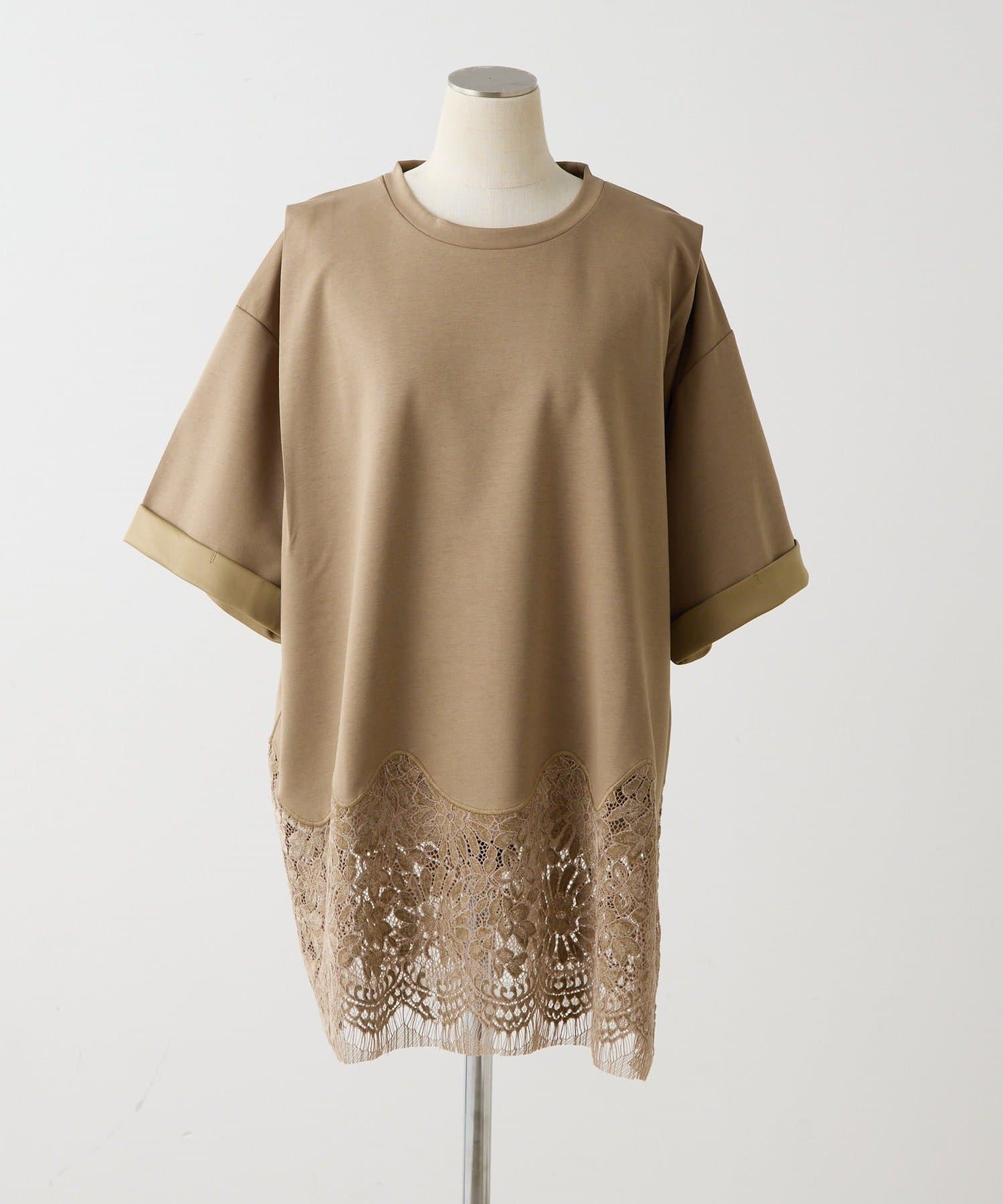 ear PAPILLONNER(イア パピヨネ) 《接触冷感/体型カバー/透け感/リラックス》裾レーストップス【SUM1 STYLE(スミスタイル)】