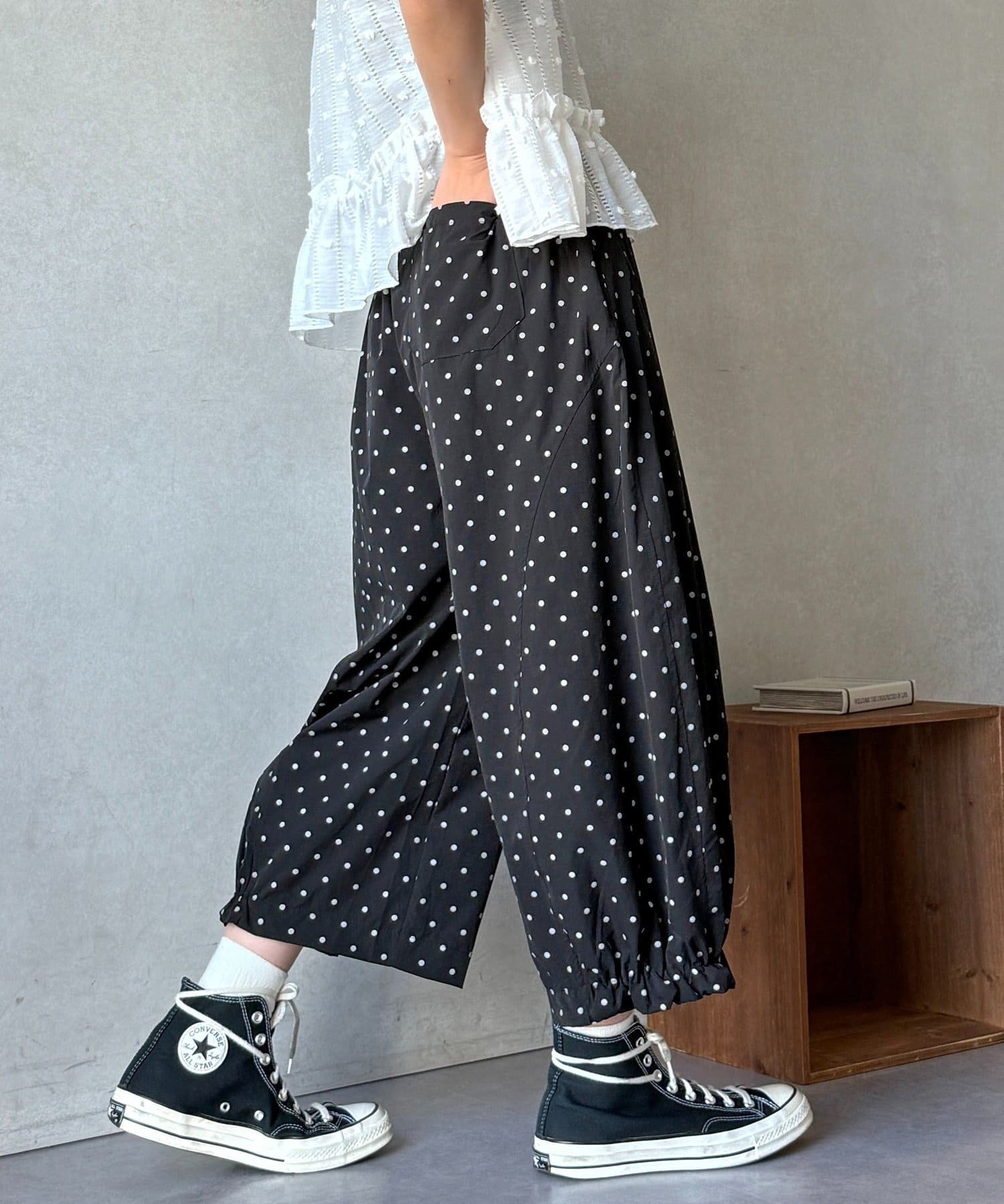 CPCM(シーピーシーエム) 裾フリルドットパンツ
