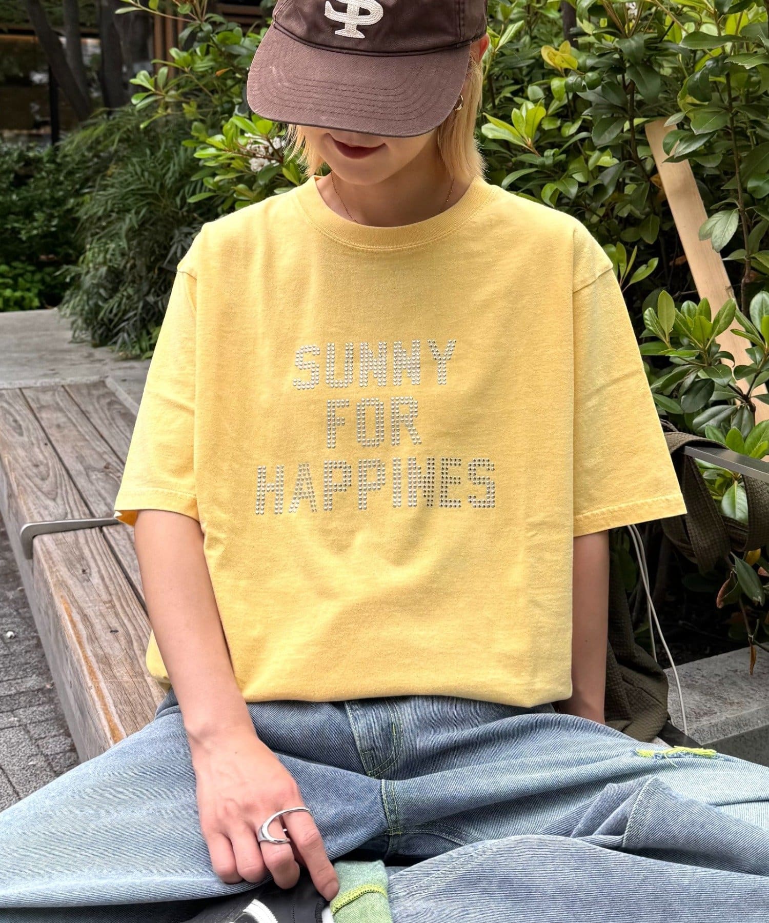 CIAOPANIC TYPY(チャオパニックティピー) 【ユニセックス】アシッドウォッシュ加工スタッズロゴTEE