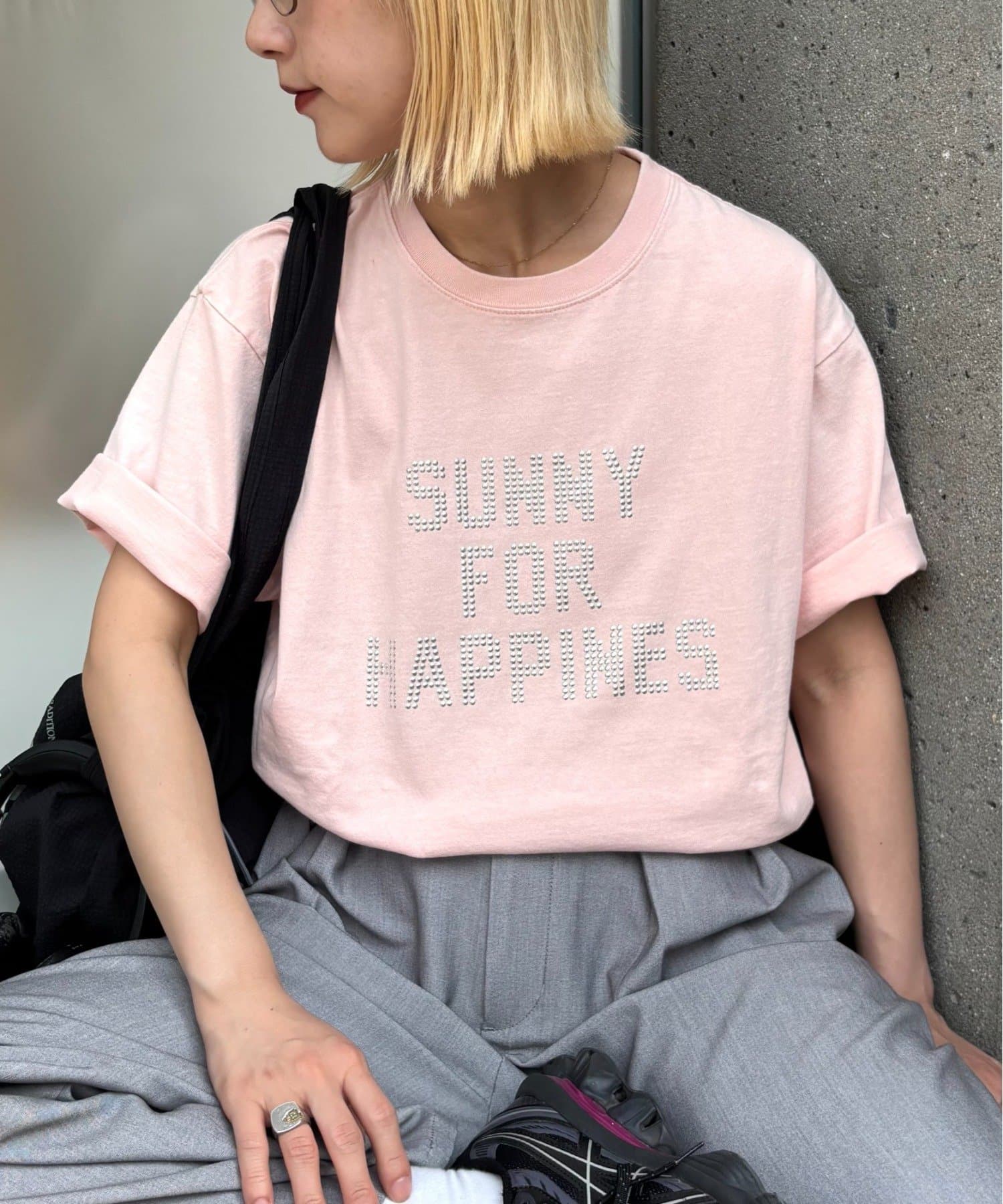CIAOPANIC TYPY(チャオパニックティピー) 【ユニセックス】アシッドウォッシュ加工スタッズロゴTEE